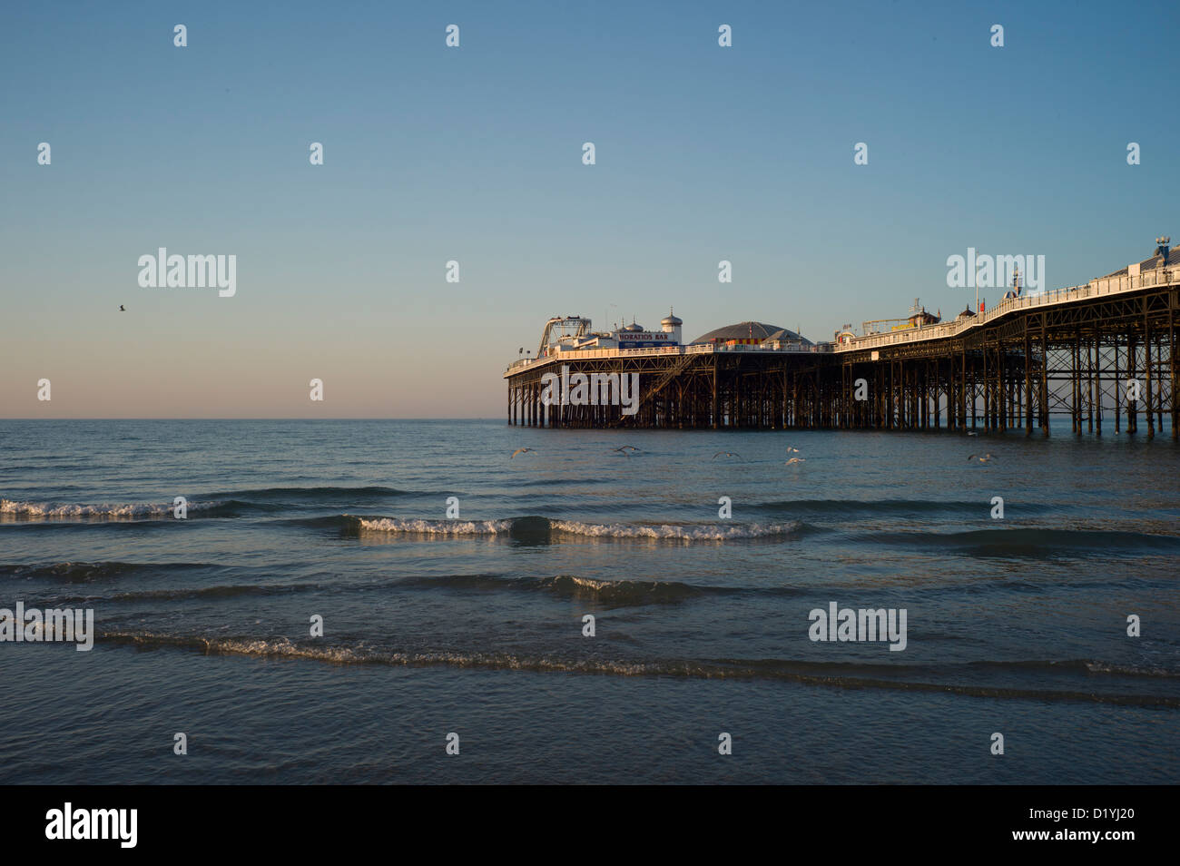 Brighton Pier, low tide, morning Stock Photo