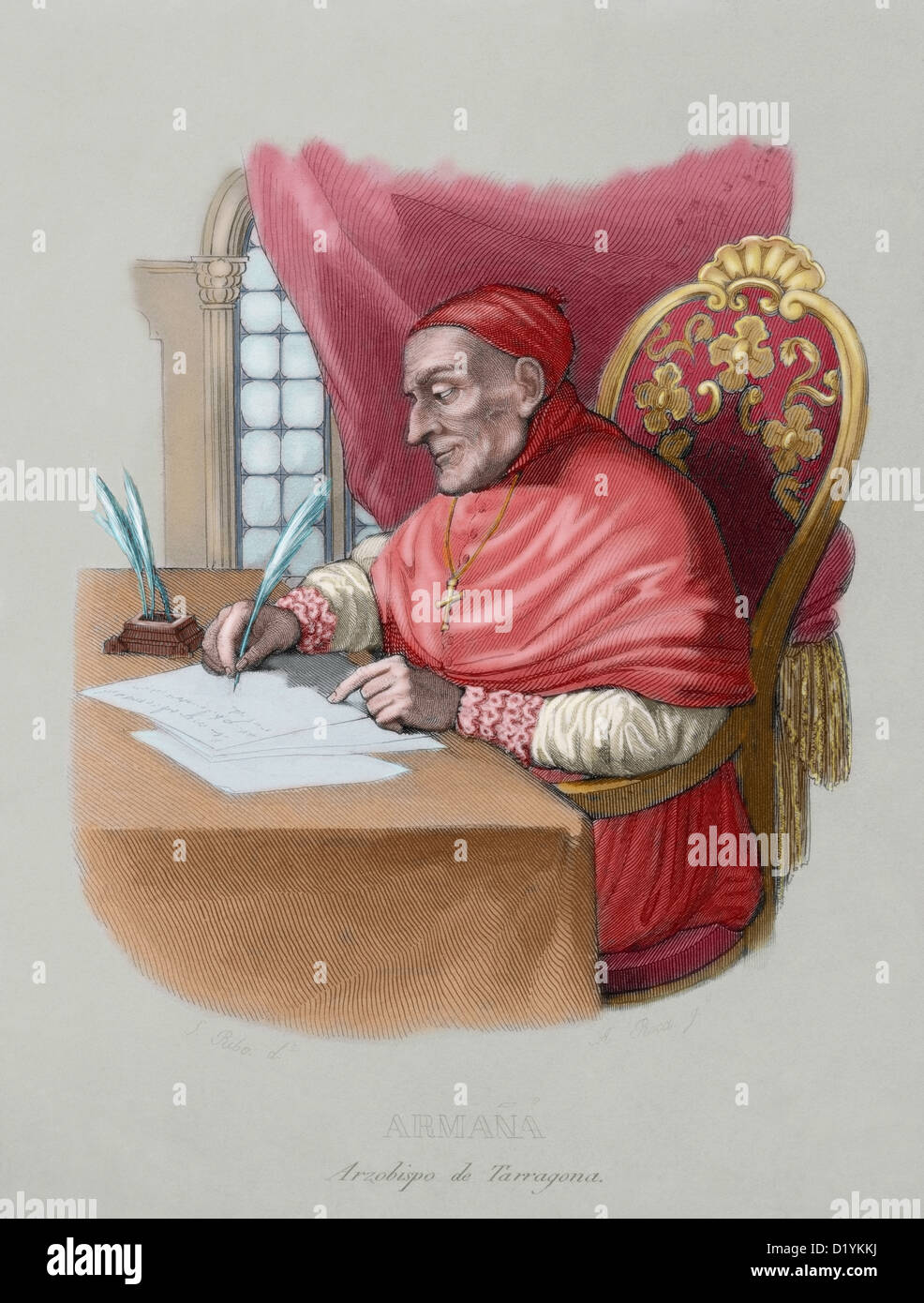 Francisco Armanya Font (1718-1803). Ecclesiastical and theologian. Colored engraving. Stock Photo