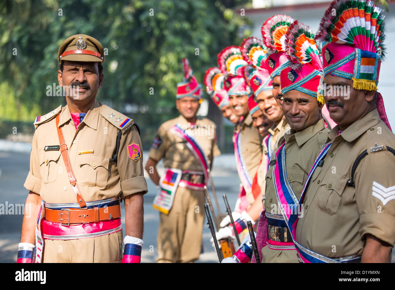 Ceremonial guard at the Andhra Pradesh Bhavan in Delhi, India Stock Photo