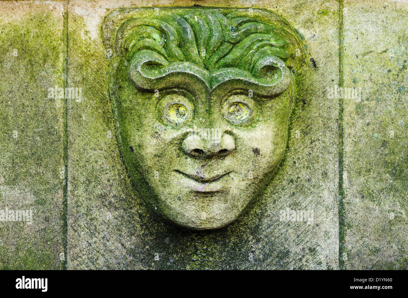 Gargoyle on bench in Dean's Park in the grounds of York Minster cathedral, York, England, United Kingdom Stock Photo