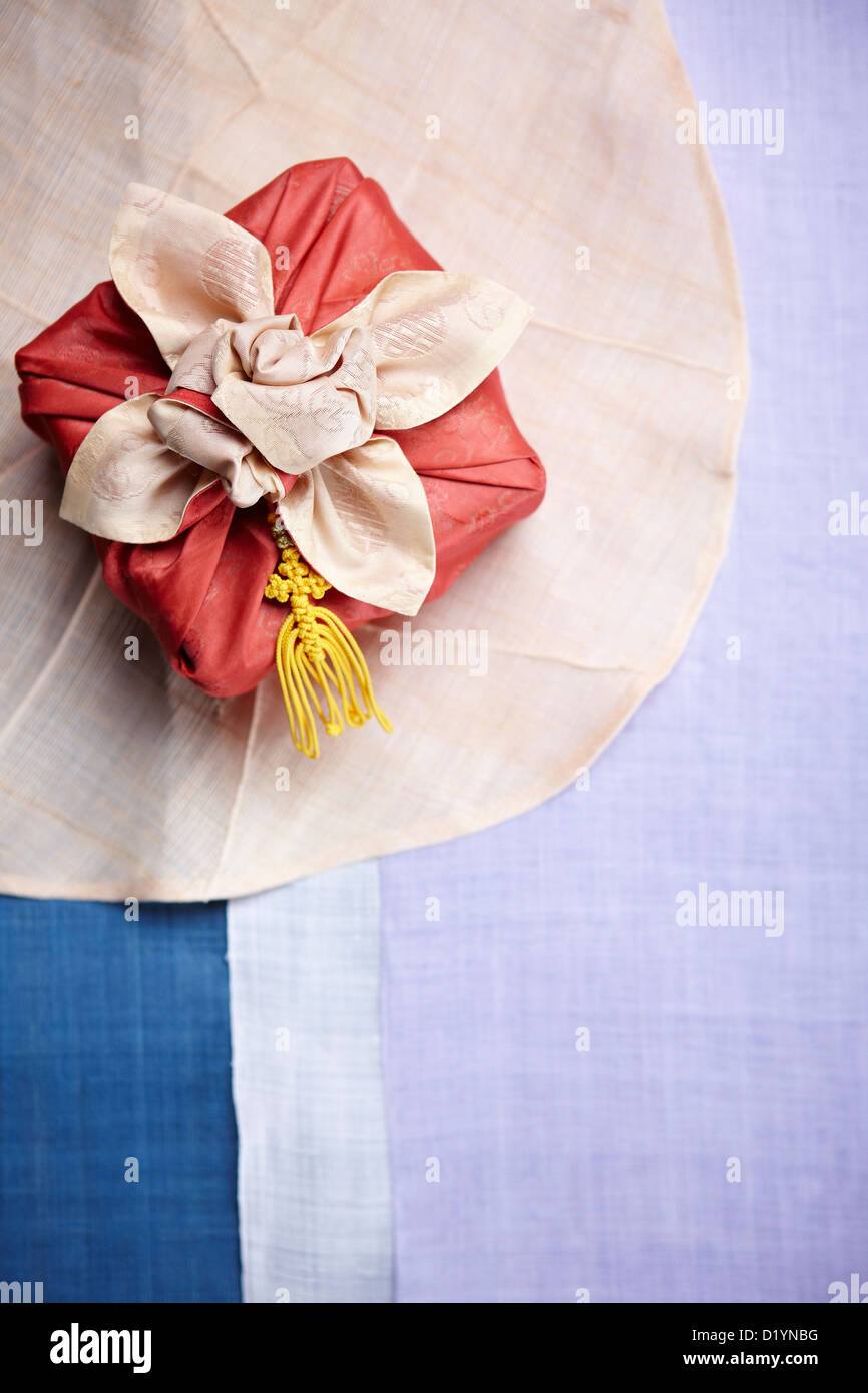 a package in Korean traditional wrap on hanji Stock Photo