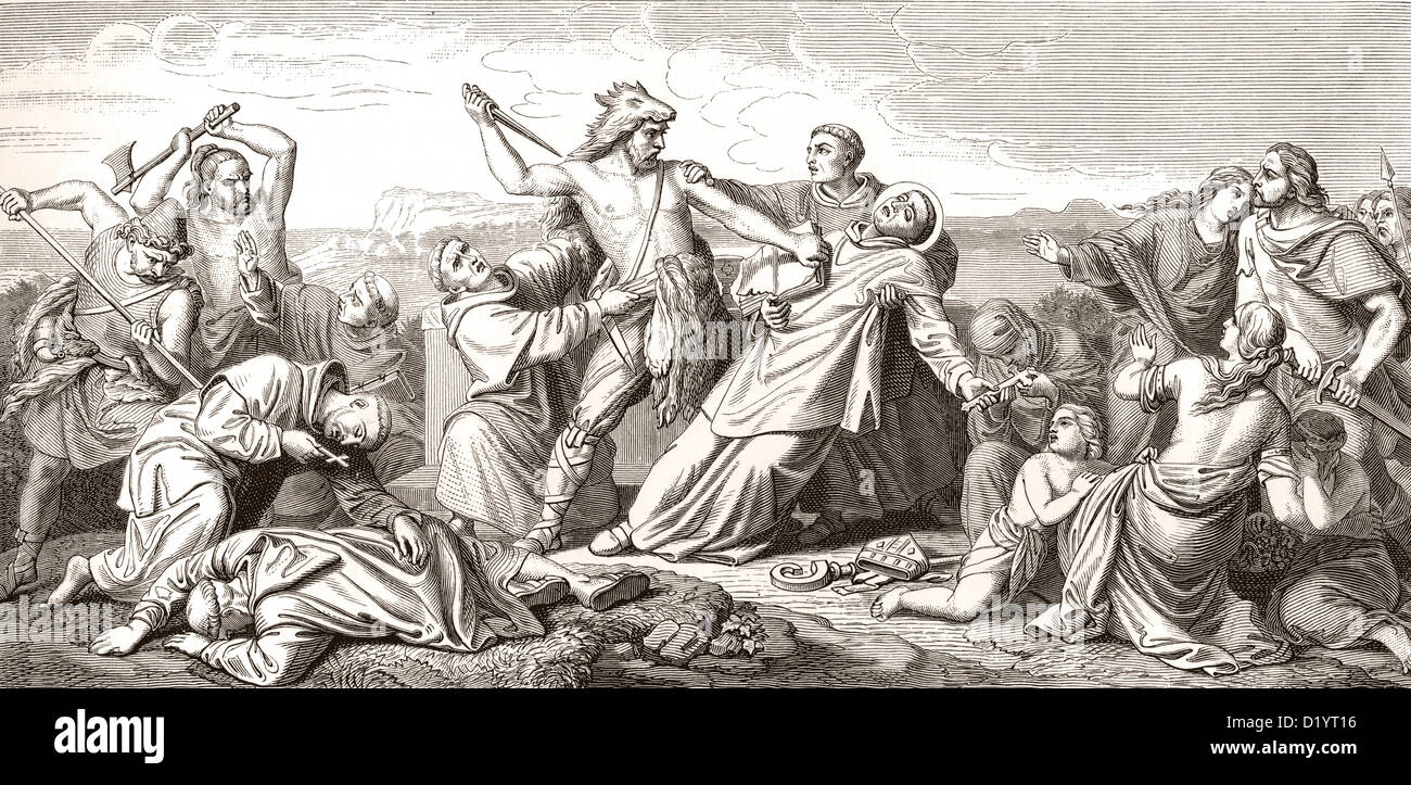 Detail of the fresco depicting The Martyrdom of Saint Boniface in