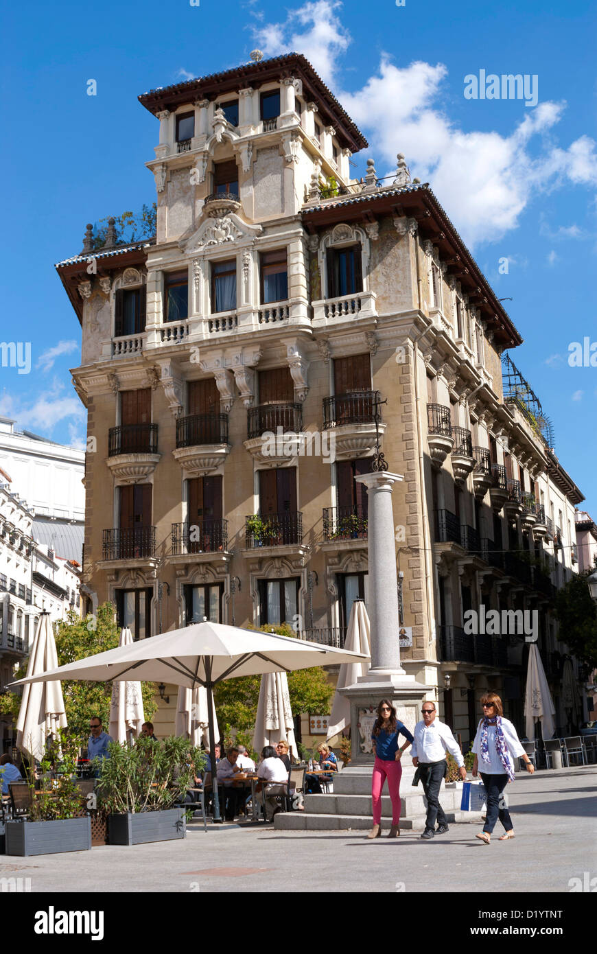 Cafe in a square in Madrid, Spain Stock Photo