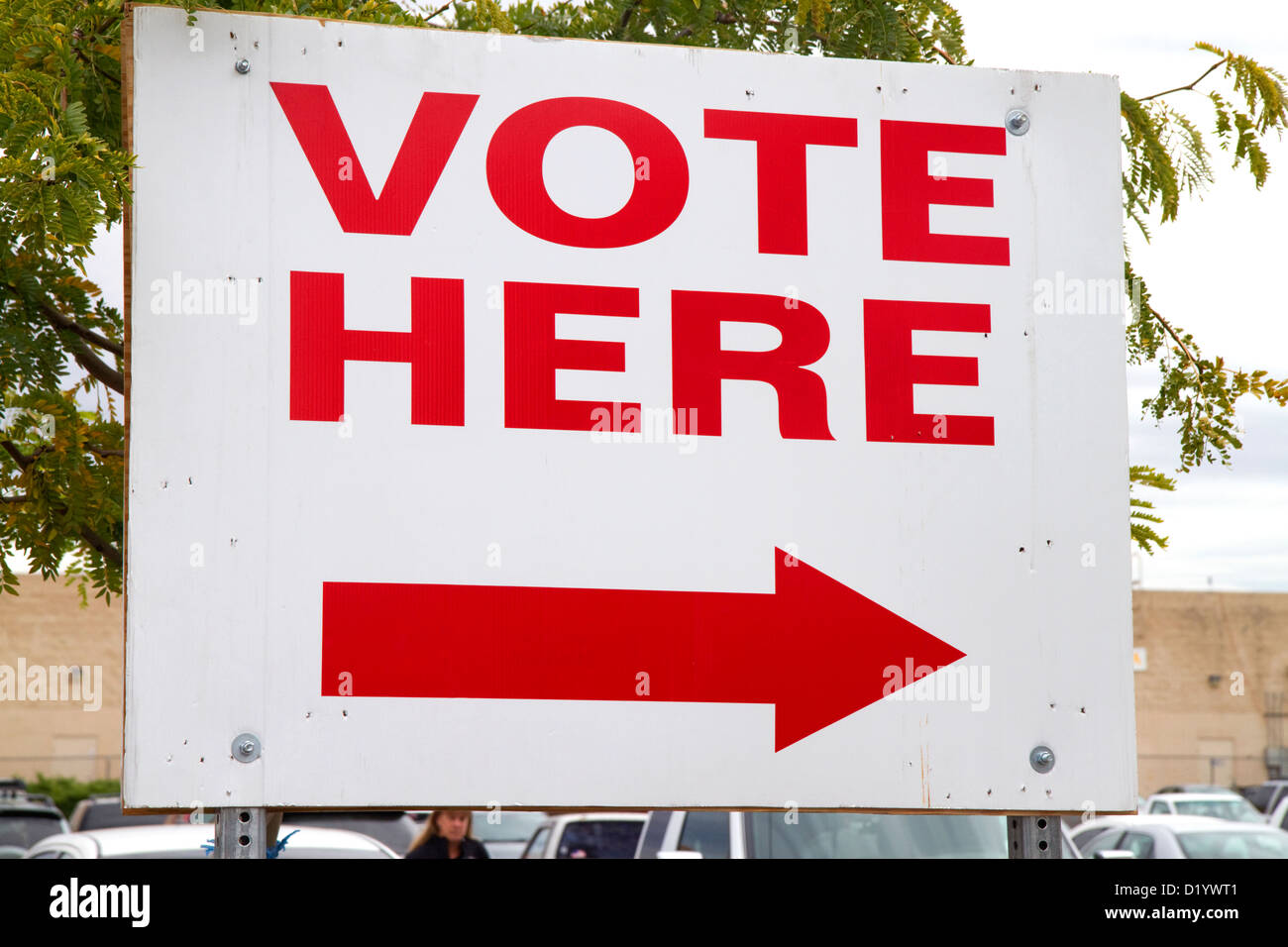 Vote here sign in Boise, Idaho, USA. Stock Photo