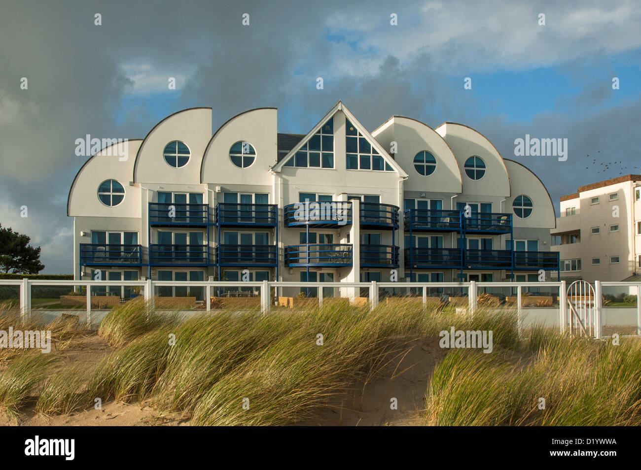 Luxury apartments on Sandbanks Beach, Poole, Dorset, UK Stock Photo