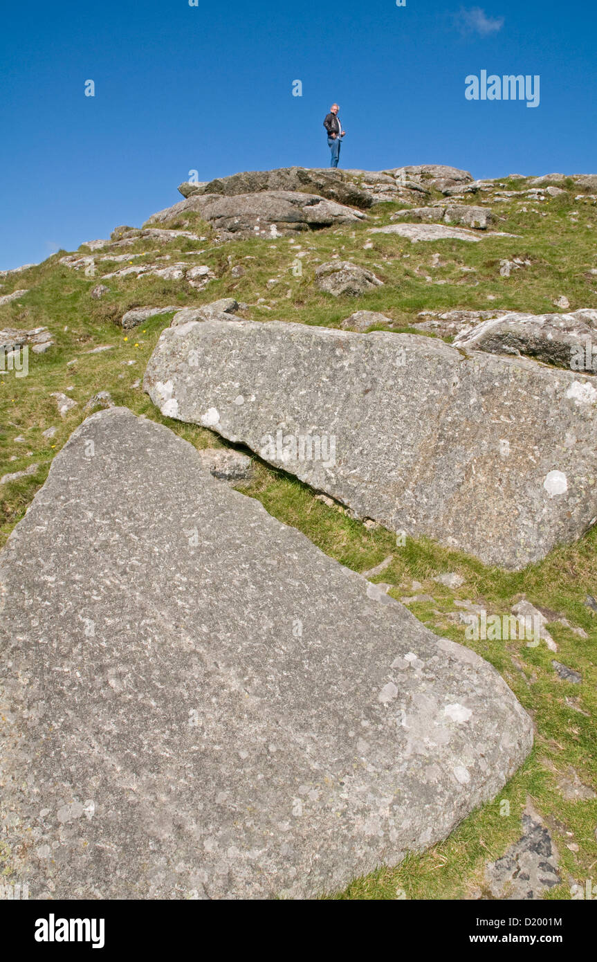 Two large granite slabs on Buckland Beacon, Dartmoor, known as the ...