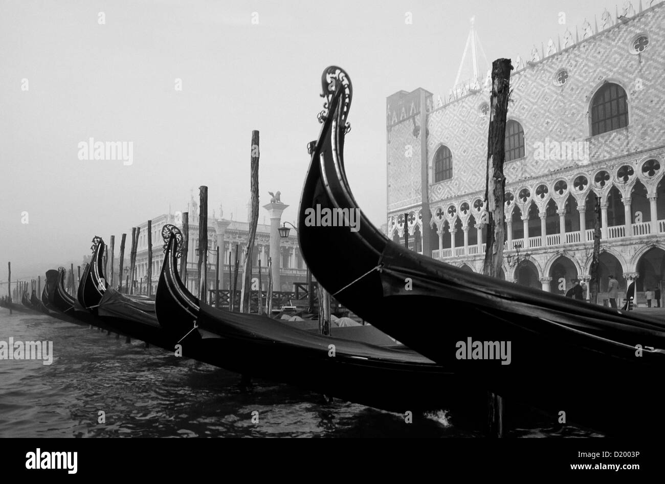 Gondolas in front of the Doges Palace, Venice, Italy Stock Photo