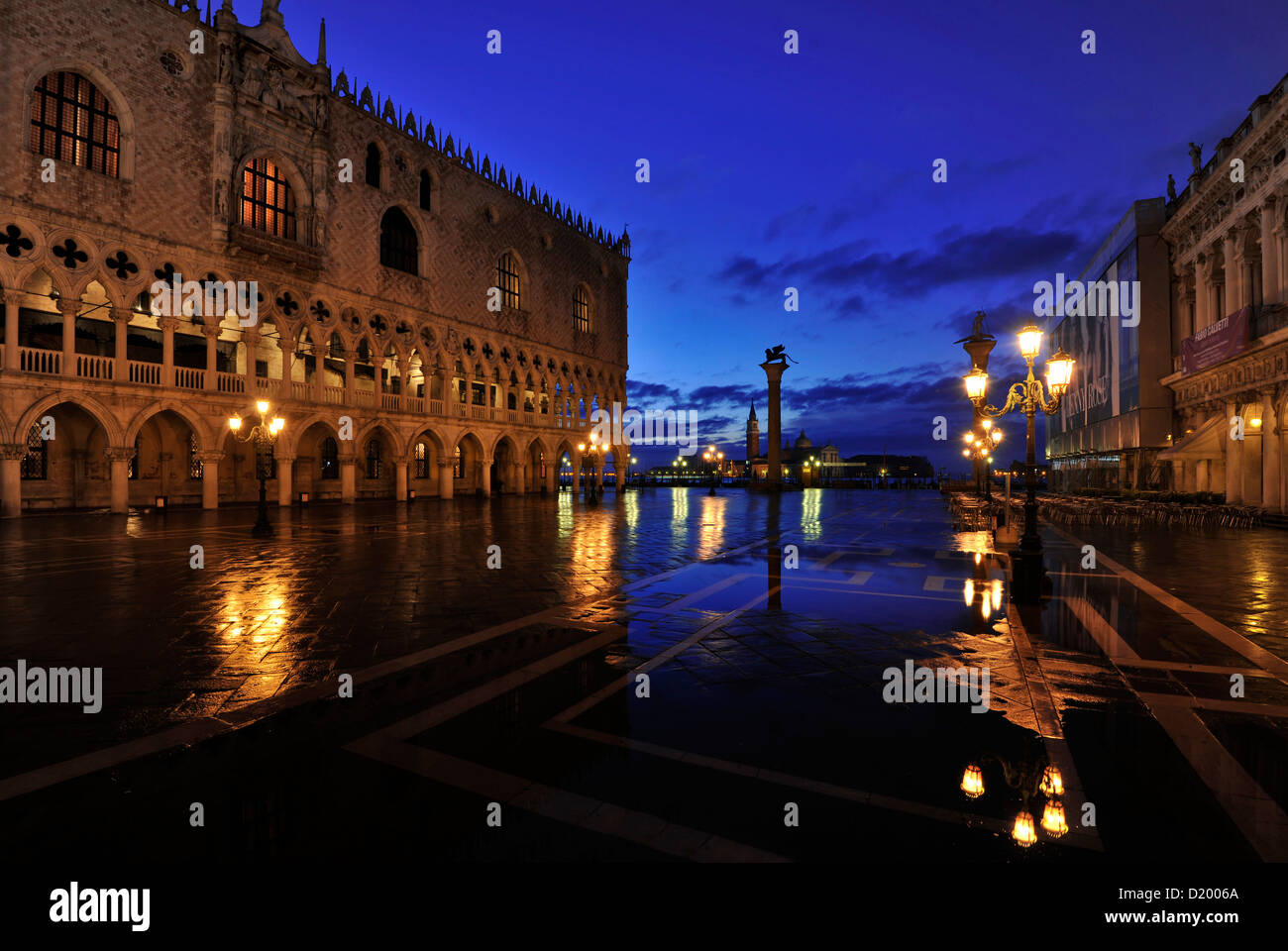 The Lion of St. Marcus, Piazzetta, San Giorgio Maggiore, Piazza San Marco, St Mark's Square, Venice, Italy Stock Photo