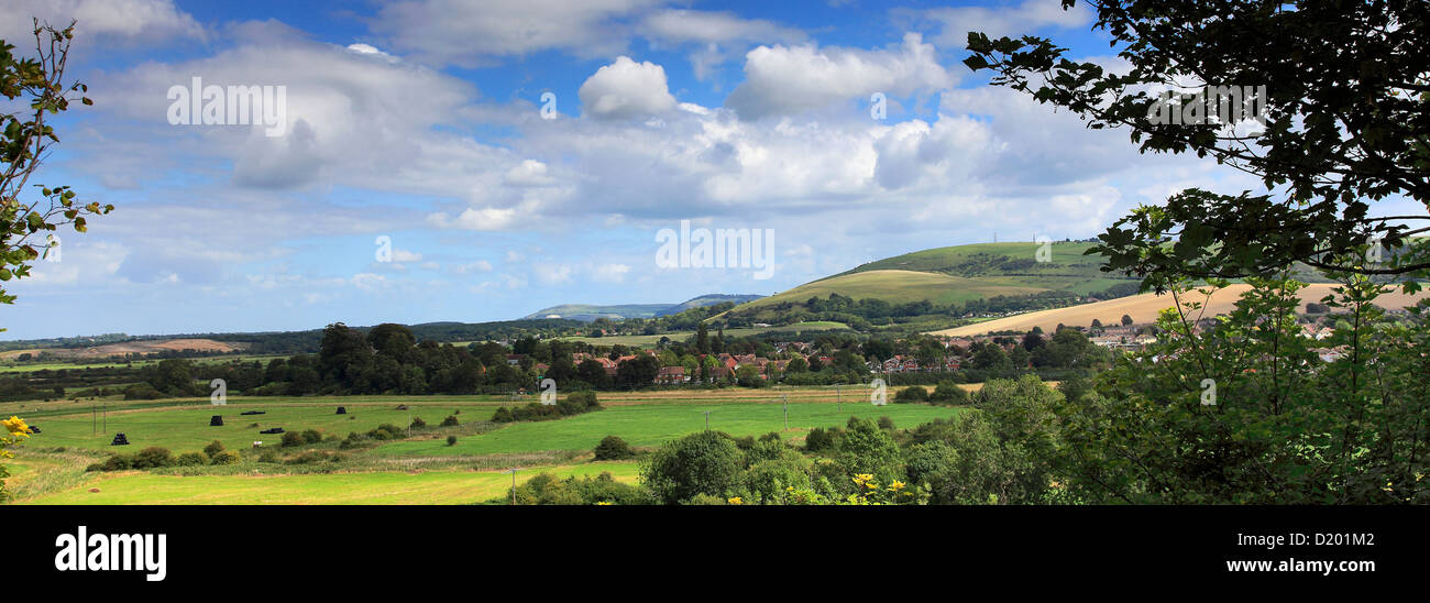 Landscape view over Bramber village, South Downs National Park, Sussex, England, UK Stock Photo