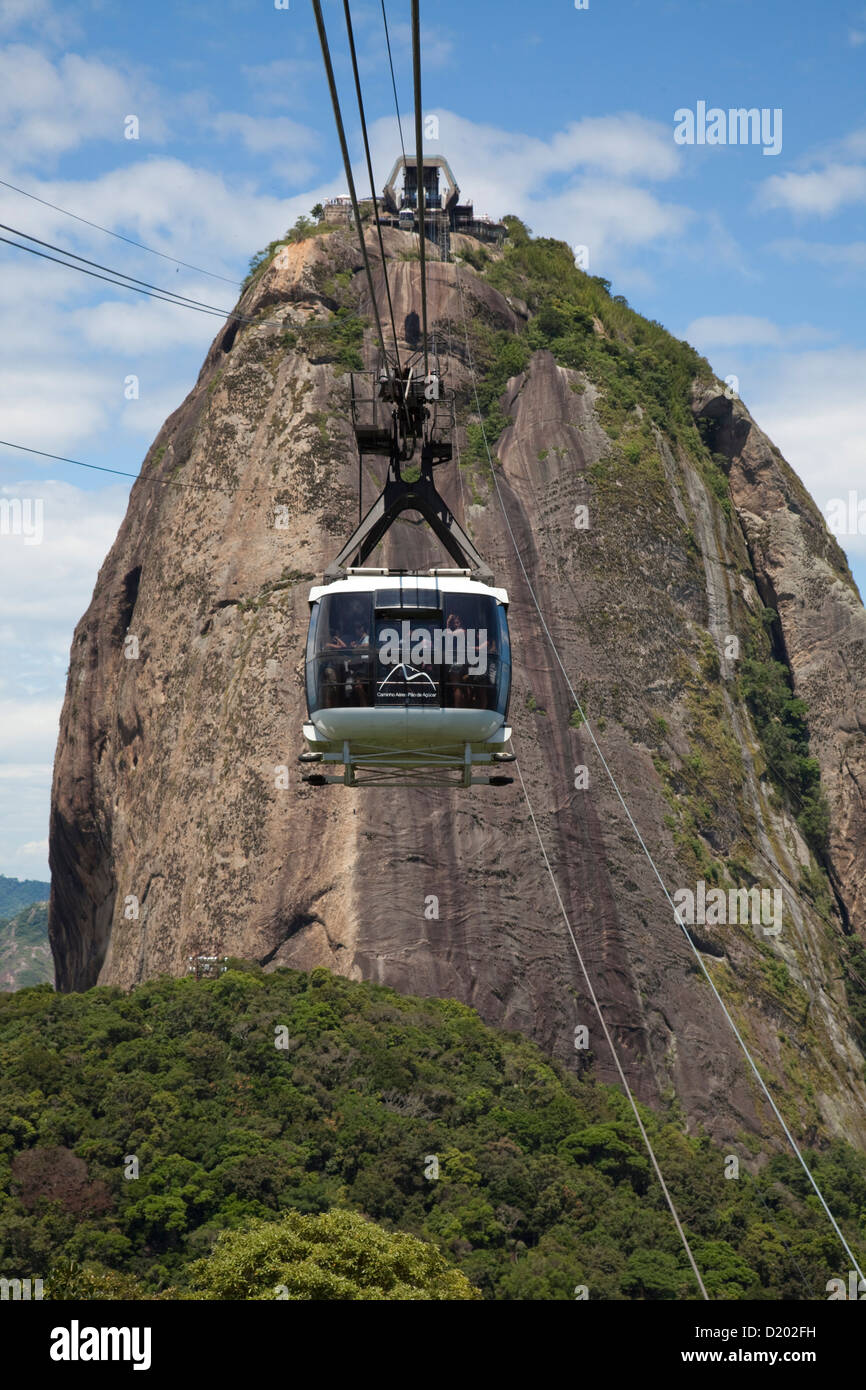 Pao de Acucar, Sugar Loaf, mountain Sky Gondola cable car, Rio de Janeiro, Rio de Janeiro, Brazil, South America Stock Photo