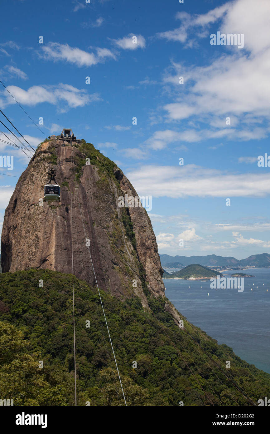 Pao de Acucar, Sugar Loaf, mountain Sky Gondola cable car, Rio de Janeiro, Rio de Janeiro, Brazil, South America Stock Photo