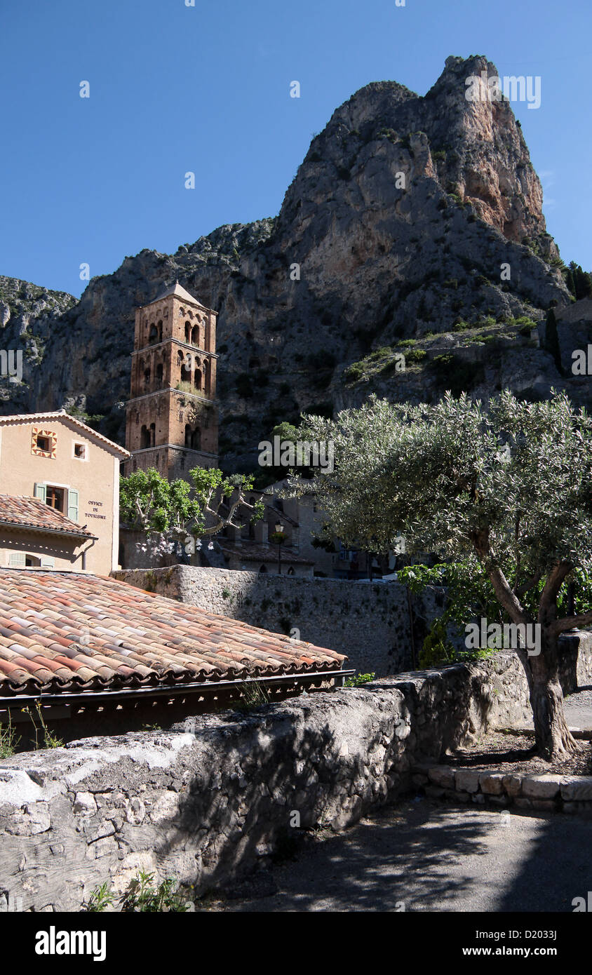 The village of MoustiersSainteMarie in HauteProvence, France Stock