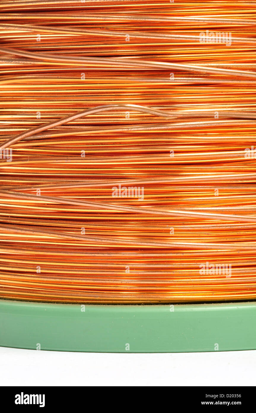 Reel of Copper Wire, Close up Stock Photo