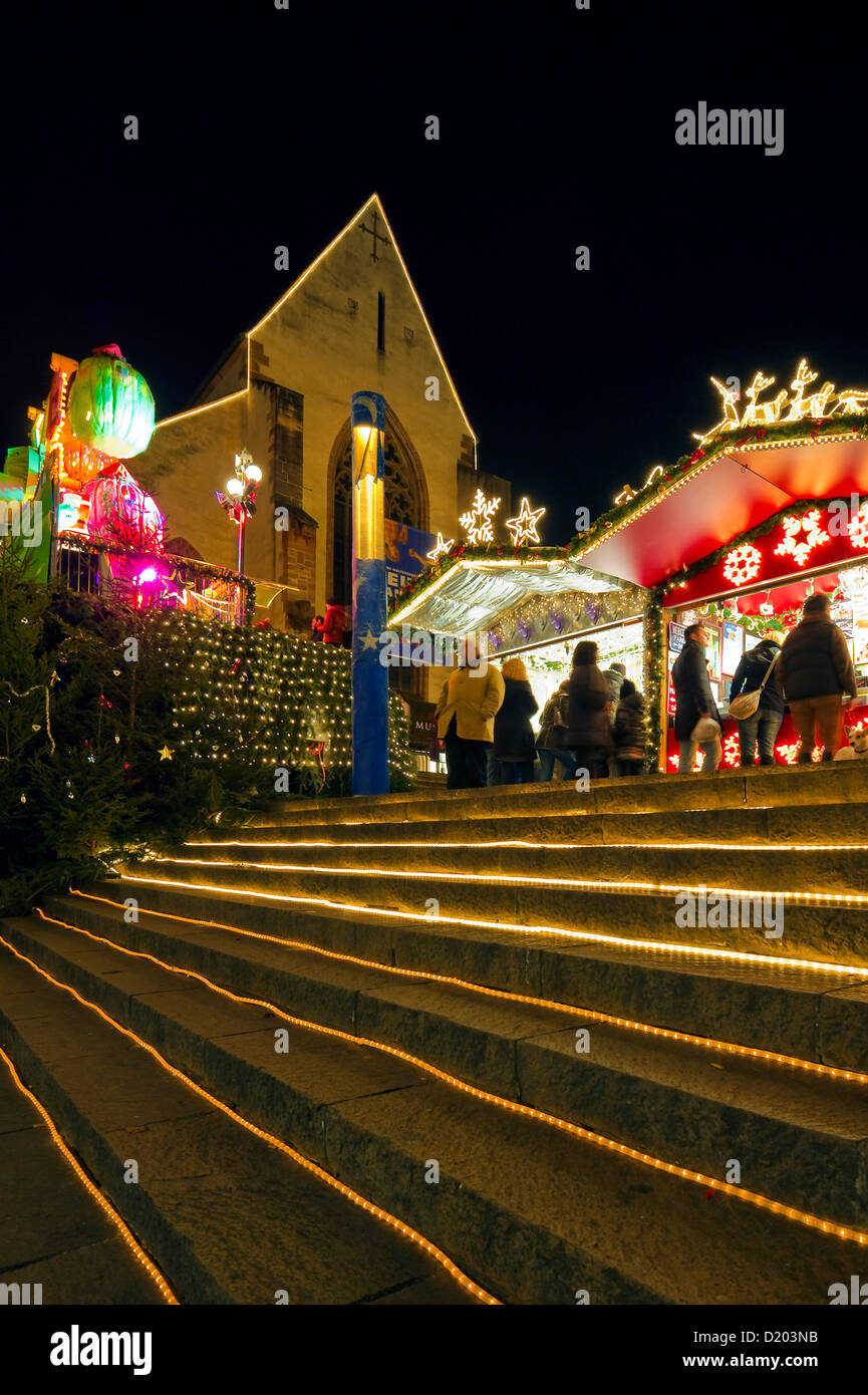 Christmas market with Christmas decorations, Basel, Switzerland Stock Photo
