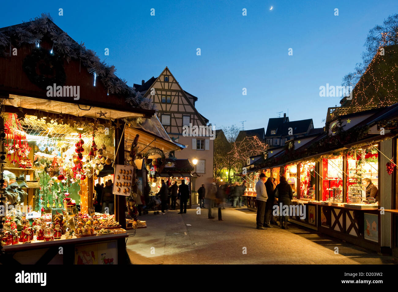 Christmas market and historic quarter, Colmar, Alsace, France Stock Photo