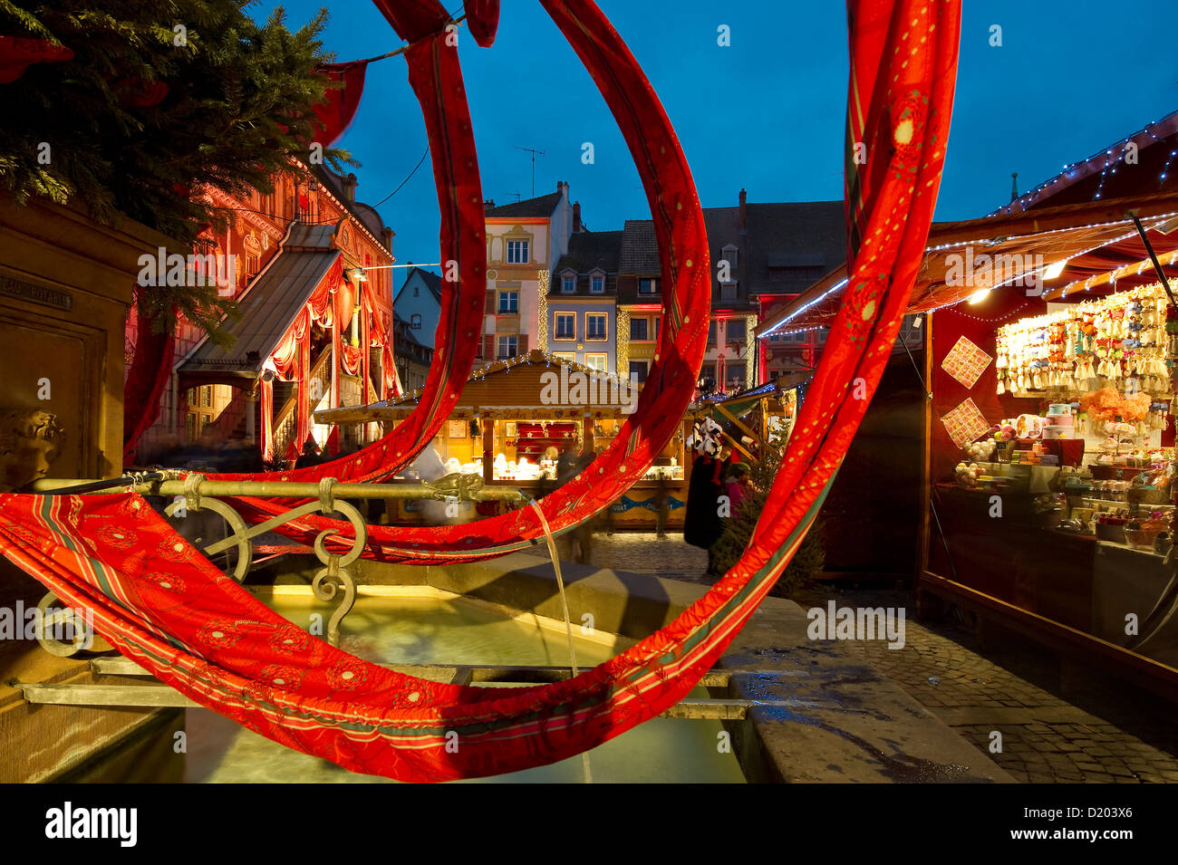 Christmas market and historic quarter, Mulhouse, Alsace, France Stock Photo