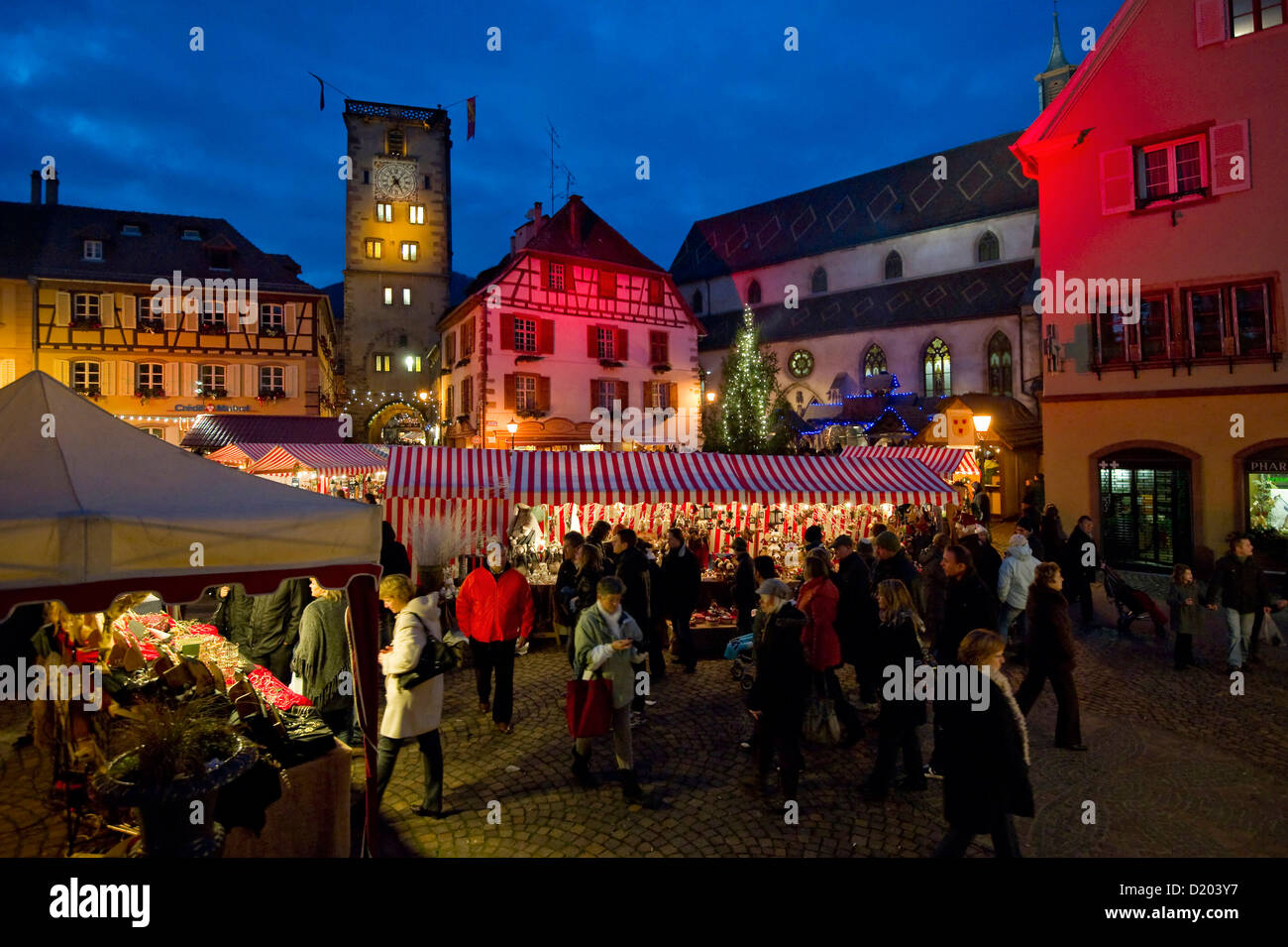 Christmas market and historic quarter, Ribeauville, Alsace, France
