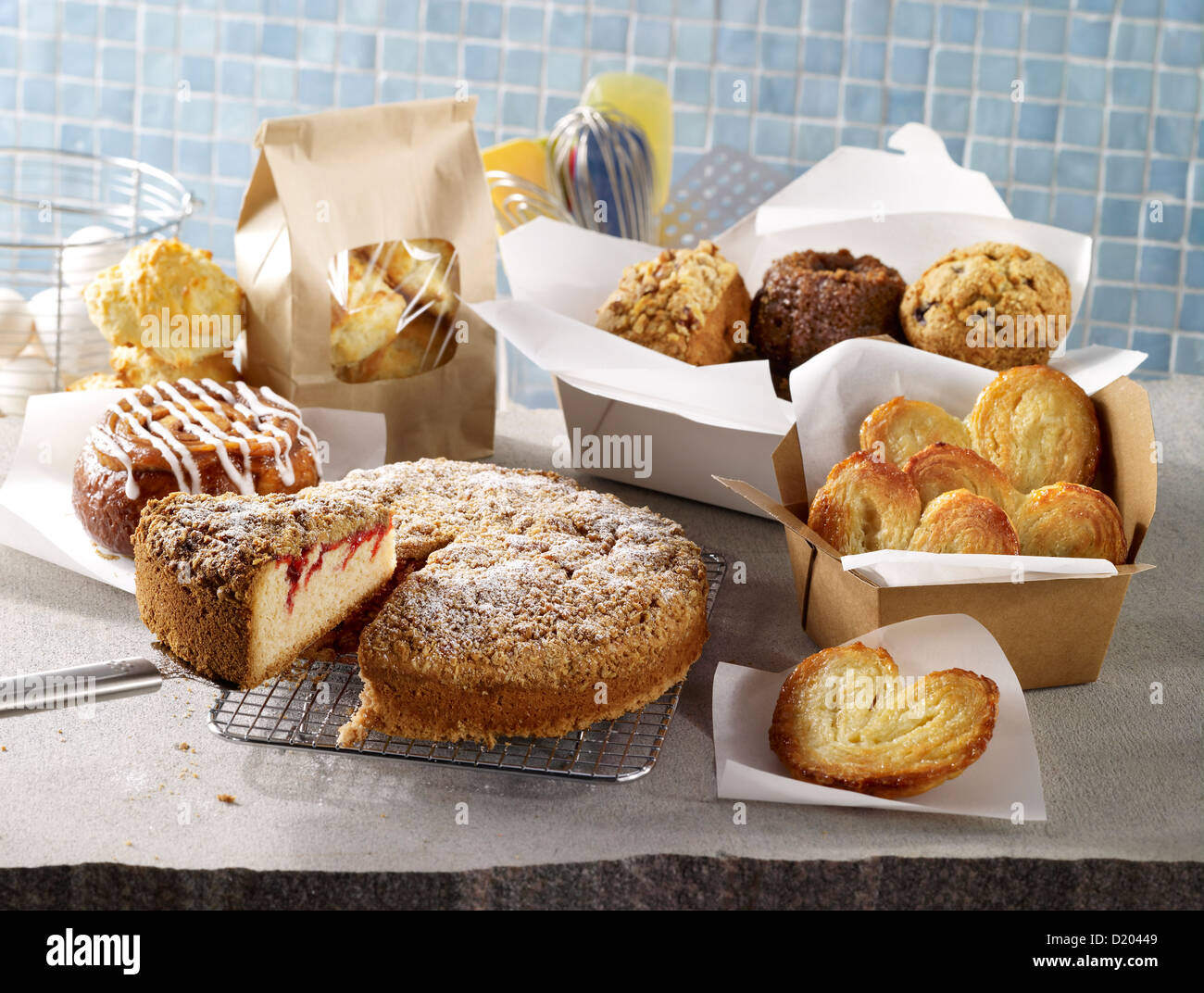 Assorted breakfast bakery goods Stock Photo