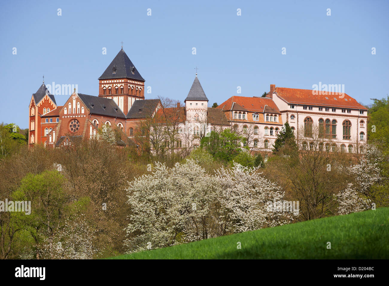 House of the Steyler Mission at St. Wendel in spring, Saarland, Germany, Europe Stock Photo