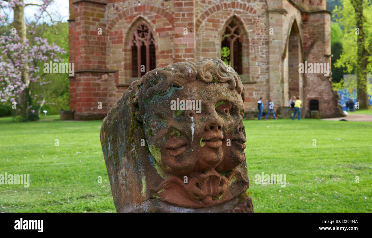 Sculpture in front of the old tower in the park of the old abbey, Erlebniszentrum Villeroy &amp;amp; Boch, Mettlach, Saarland, G Stock Photo