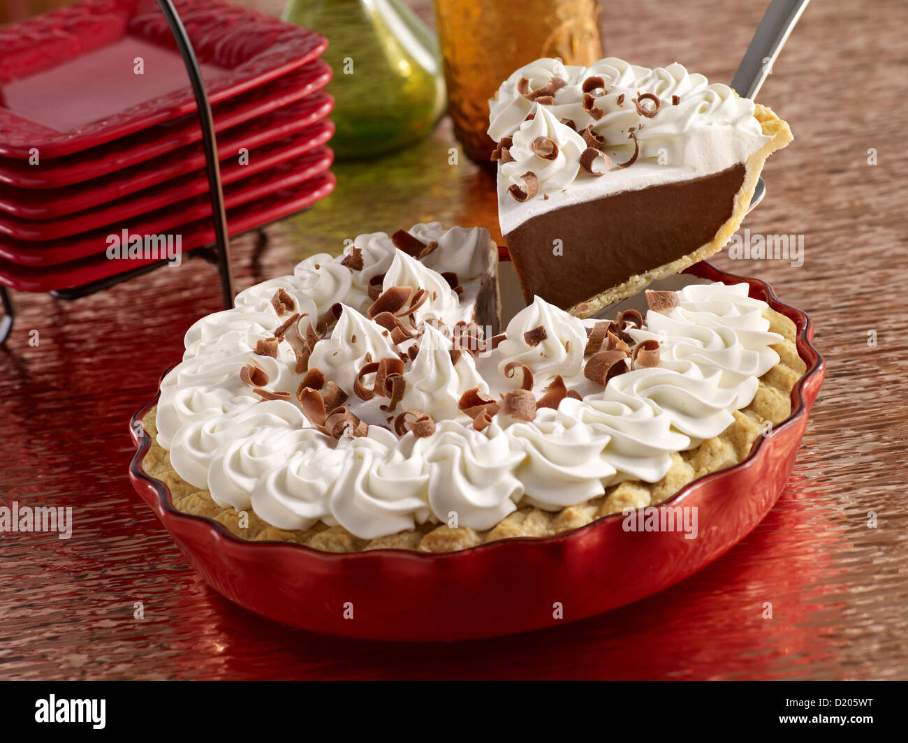 Chocolate cream pie Stock Photo