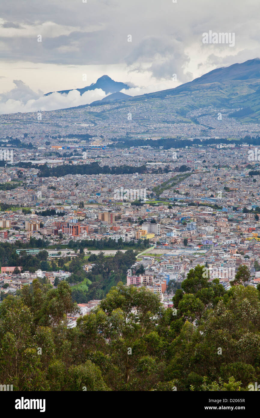 The town of Quito seen from Panecillo looking south, Ecuador, South America Stock Photo