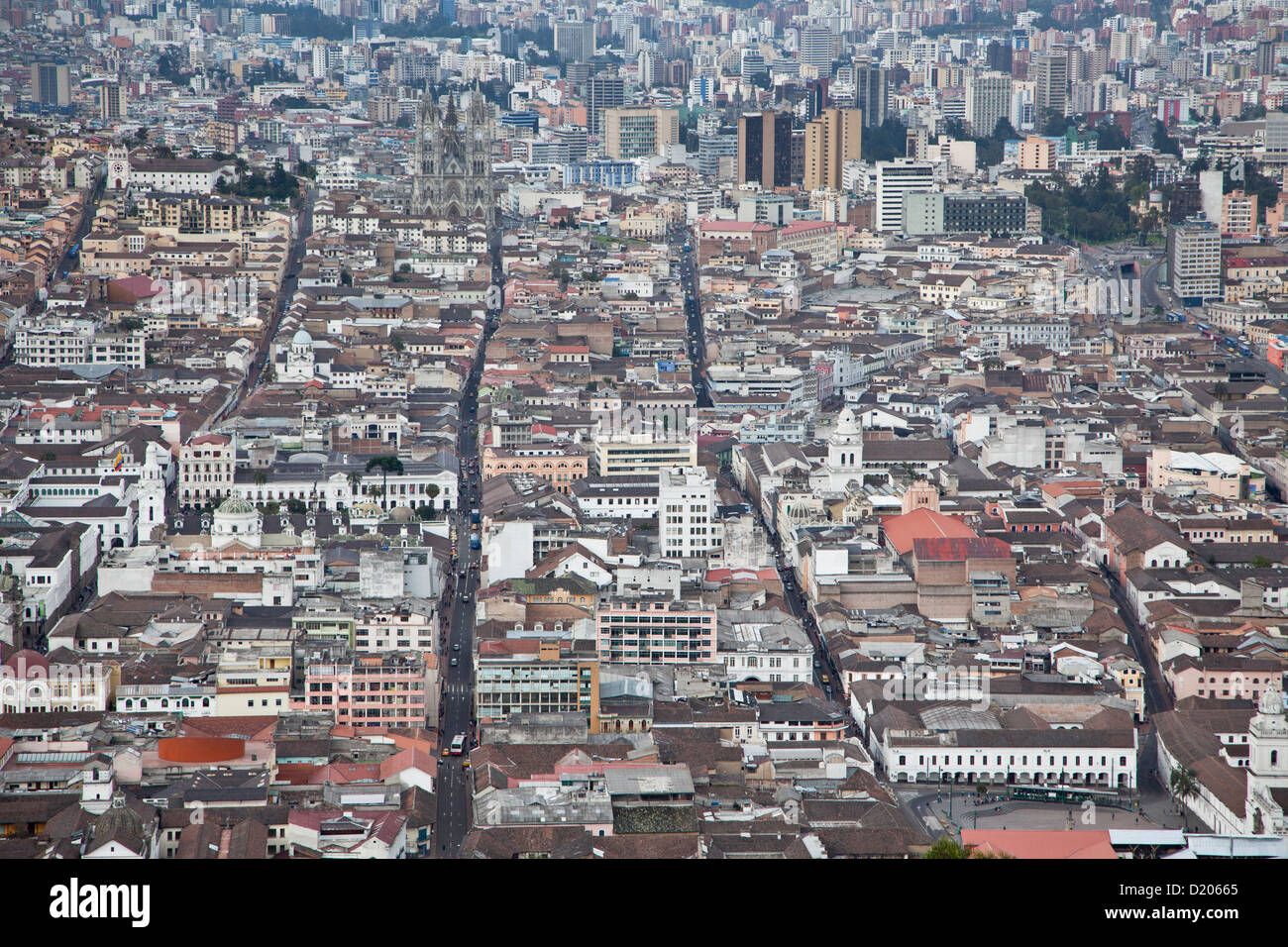 The town of Quito seen from the Panecillo looking north, Ecuador, South America Stock Photo