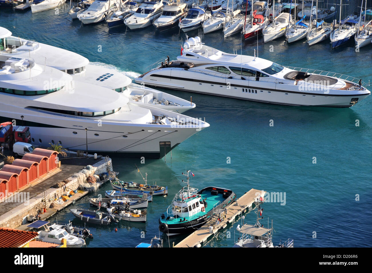 View of boats in the Bassin Lympia, Nice, Cote d'Azur, South France, Europe Stock Photo