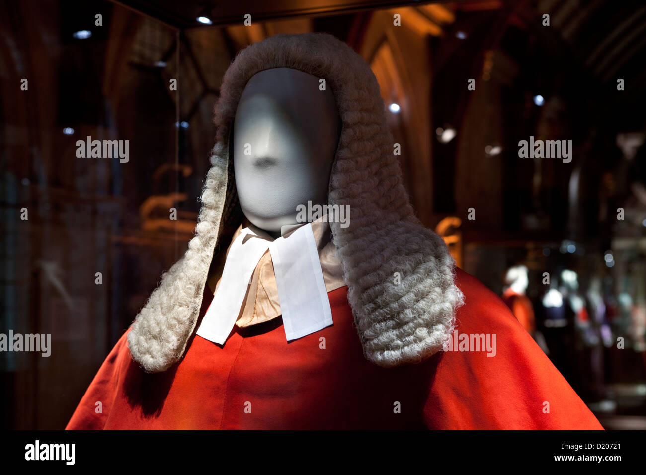 Close up of legal wigs, Museum of Legal Robes and Wigs, Royal Courts of Justice, London, England, Great Britain Stock Photo