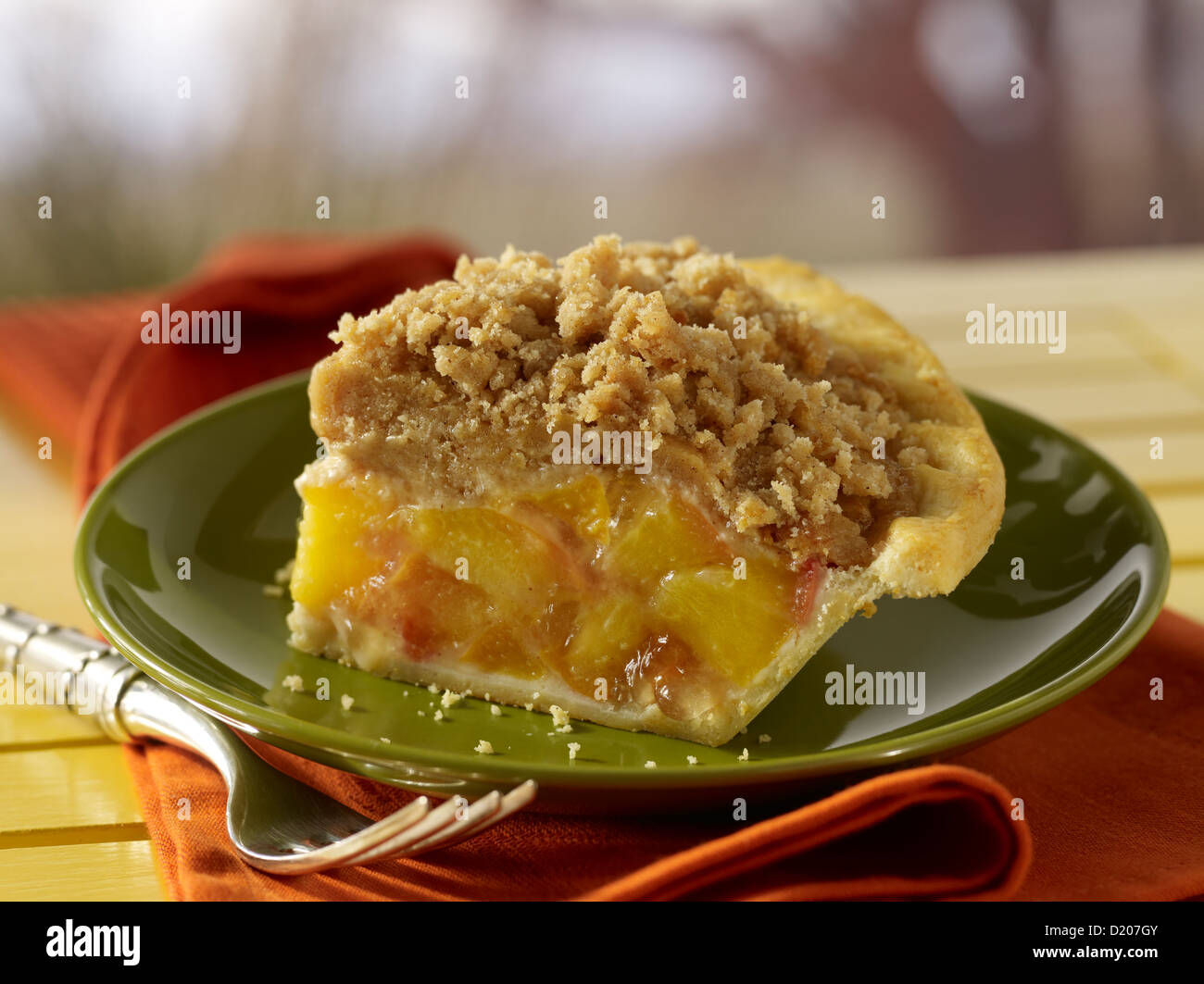 Slice of Peach Pie Stock Photo