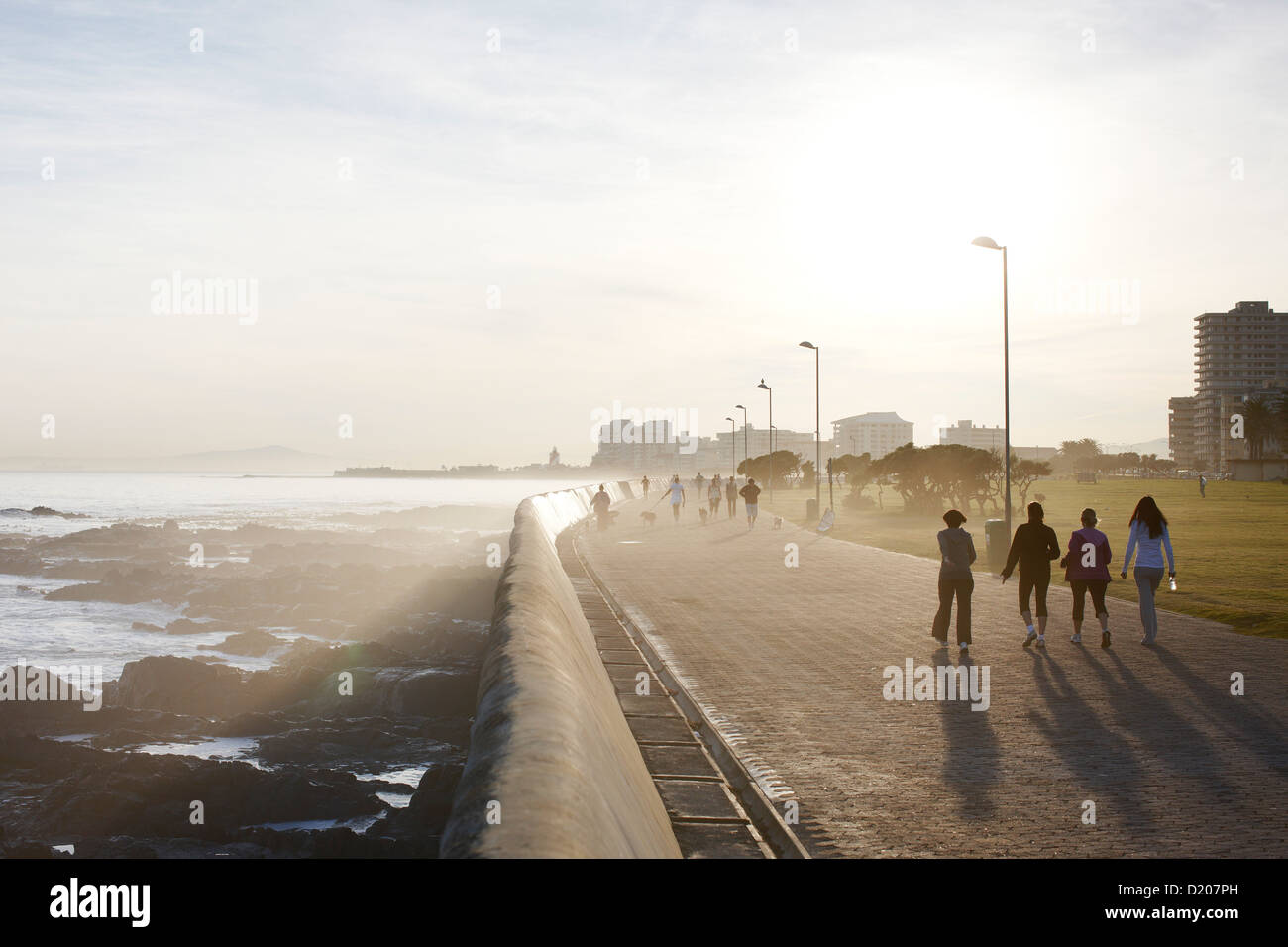 Joggers at the Seapoint boardwalk, Atlantic Seaboard, Cape Town, South Africa, Africa Stock Photo