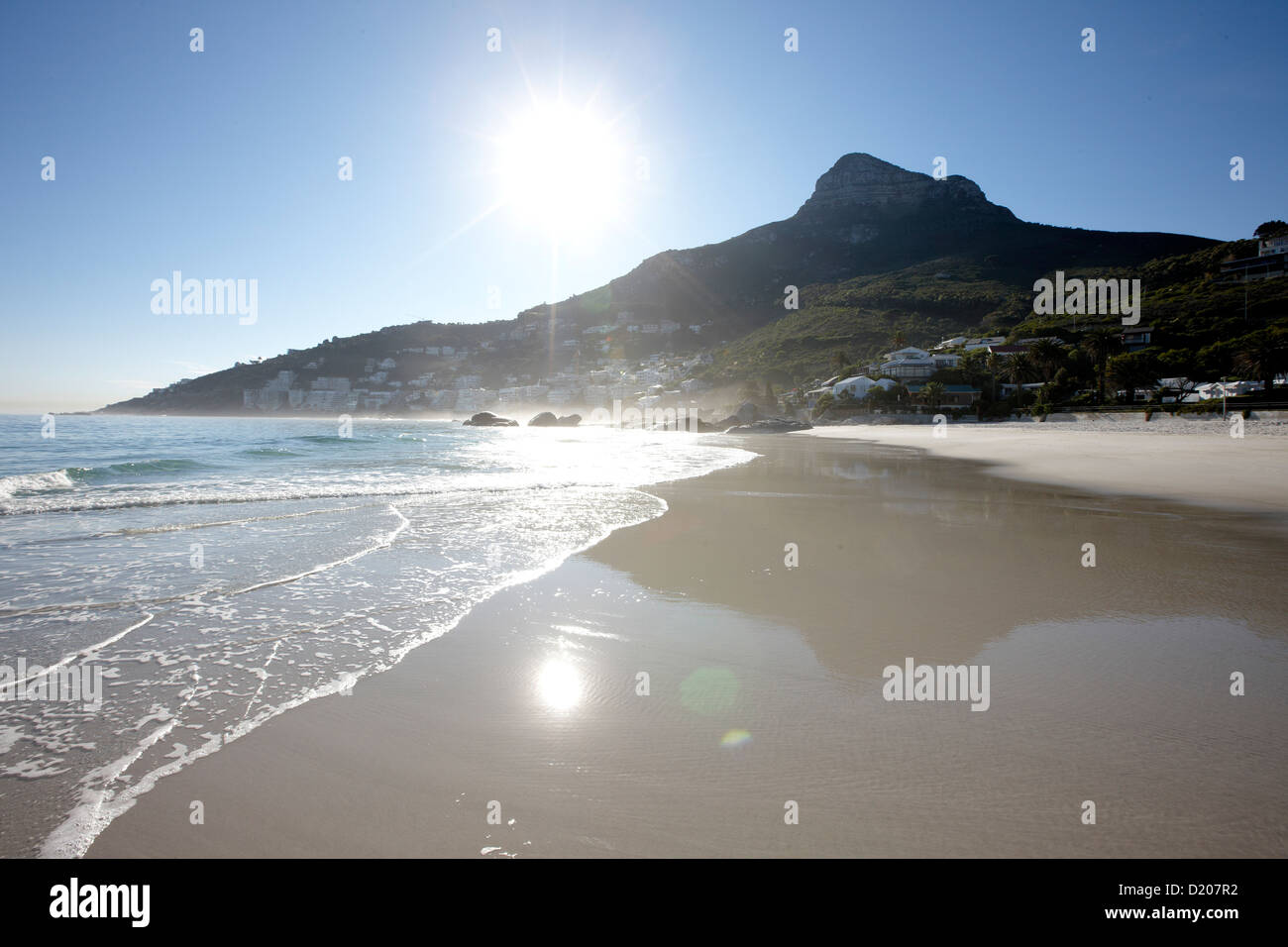 Sandy beach in the sunlight, Clifton 4th beach, Atlantic Seaboard, Cape Town, South Africa, Africa Stock Photo