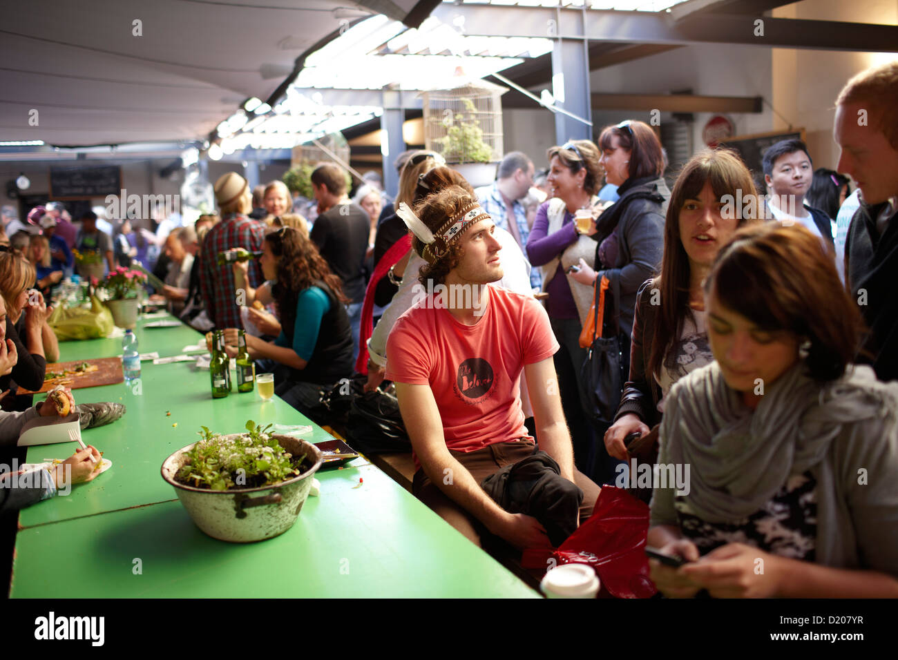 Visitors of the Neighbourgoods Market, deli saturday market at Old Biscuit Mill, Woodstock, Cape Town, South Africa, Africa Stock Photo