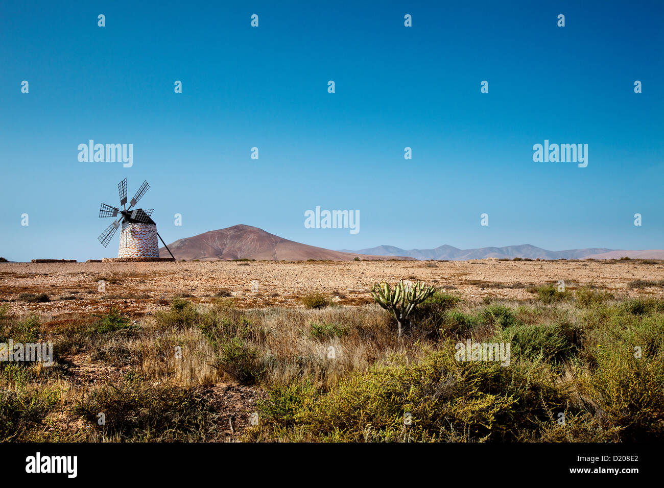 Windmill, Molino de Tefia, Tefia, Fuerteventura, Canary Islands, Spain Stock Photo