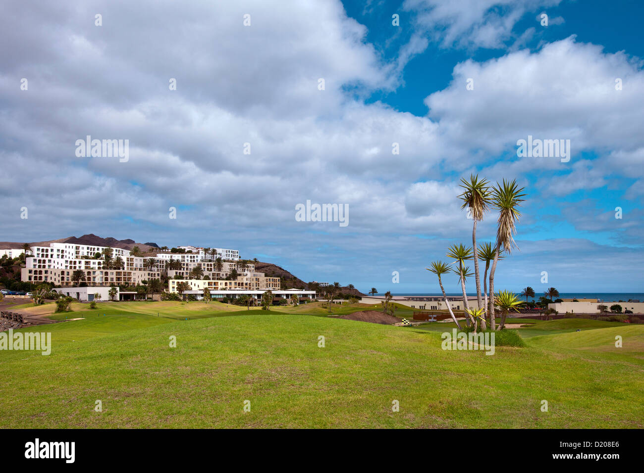 Golf course, sport hotel Playitas, Las Playitas, Fuerteventura, Canary Islands, Spain Stock Photo