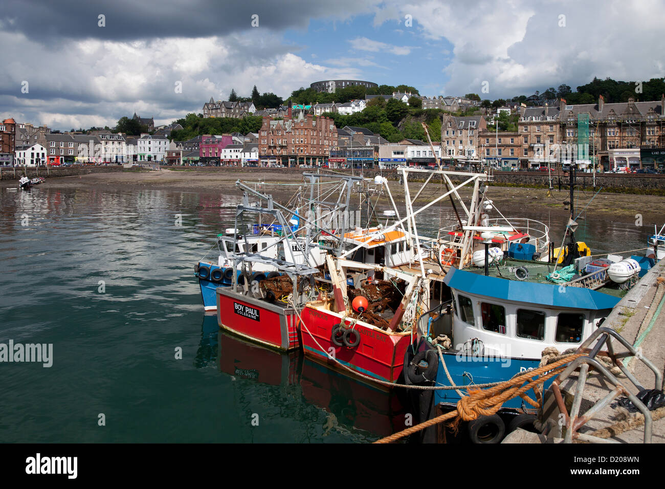 Oban, UK, harbor view from the coastal town of Oban in the south-west. Highlands Stock Photo