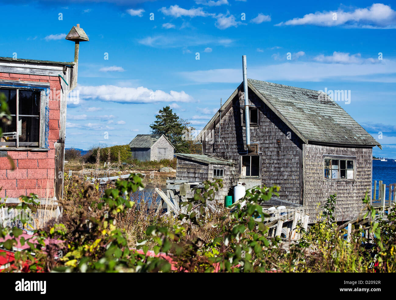 Lobster shed, Jonesport, Maine, USA Stock Photo