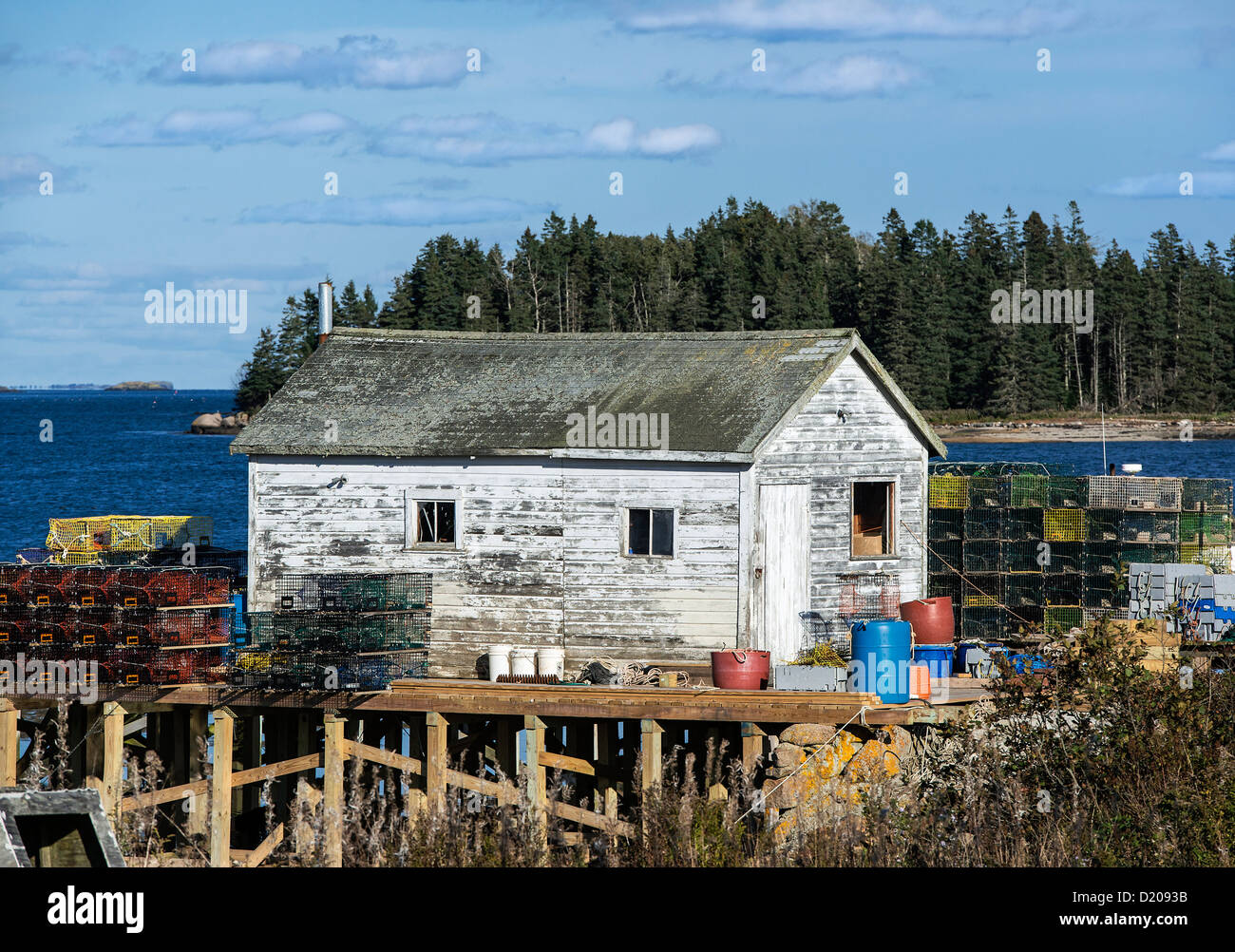 Lobster shed, Jonesport, Maine, USA Stock Photo
