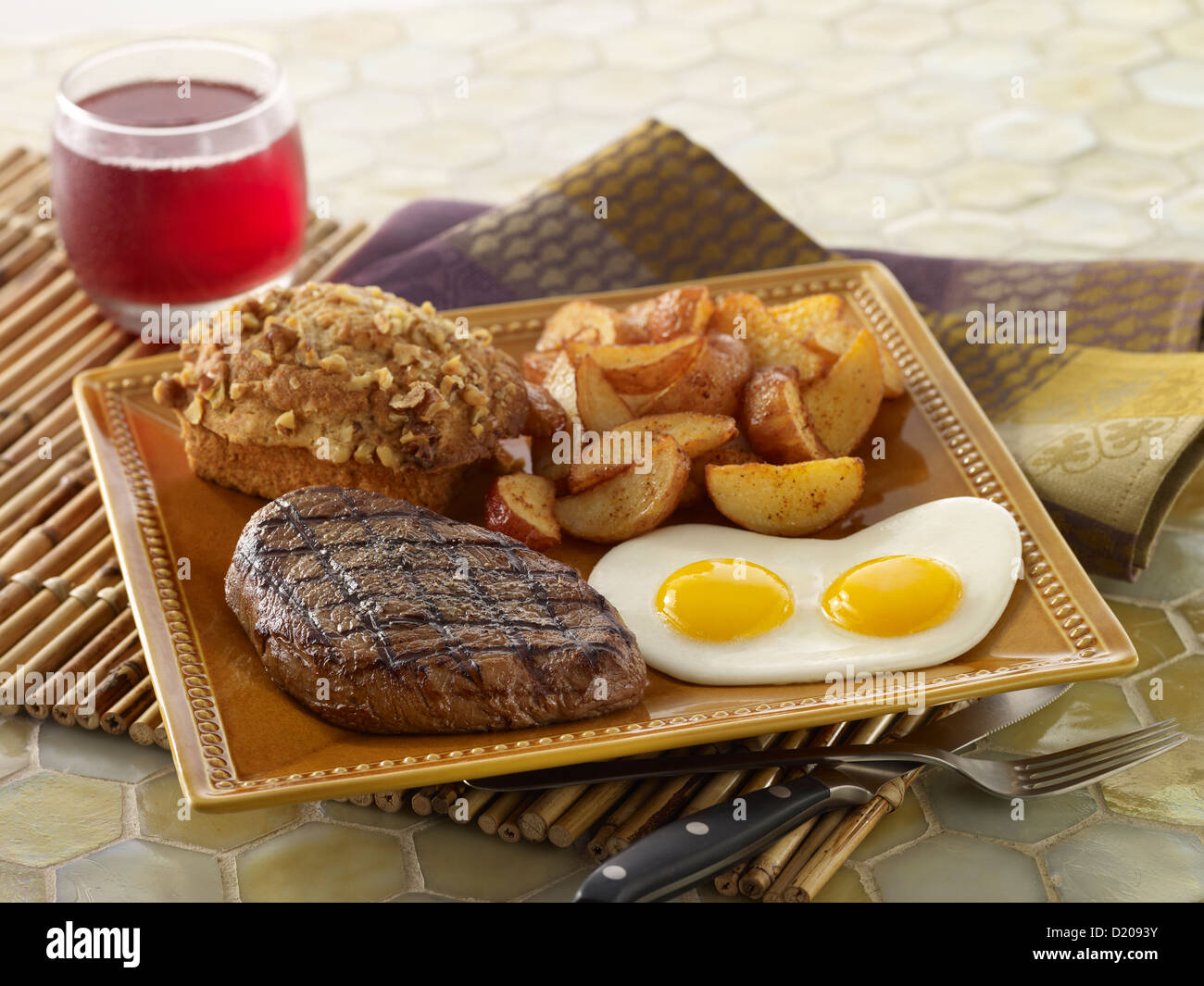 Steak and Eggs Breakfast Stock Photo - Alamy