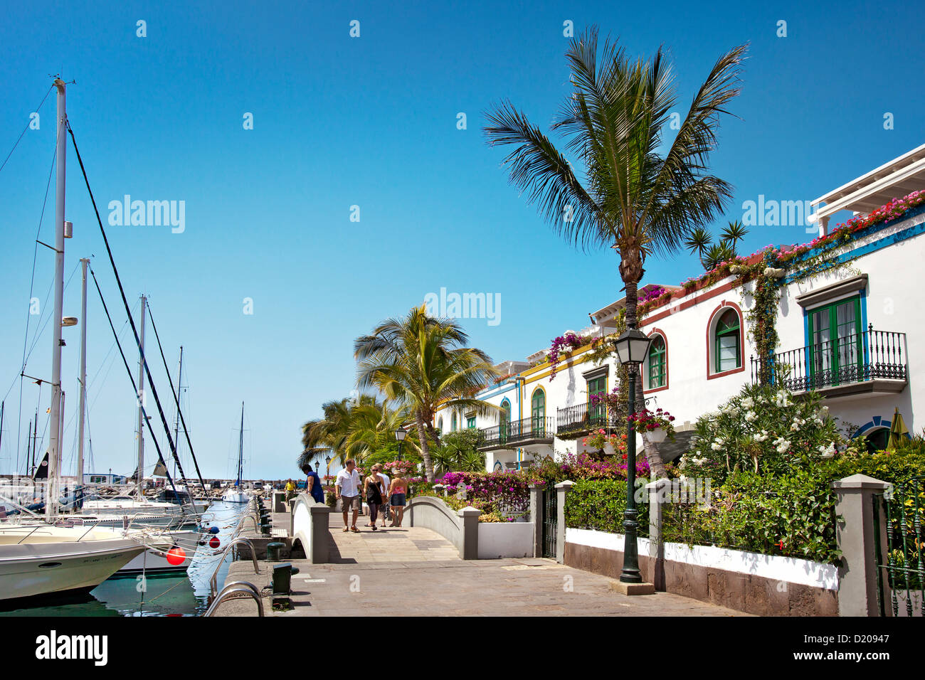 Houses at the harbour, Puerto de Mogan, Gran Canaria, Canary Islands, Spain, Europe Stock Photo