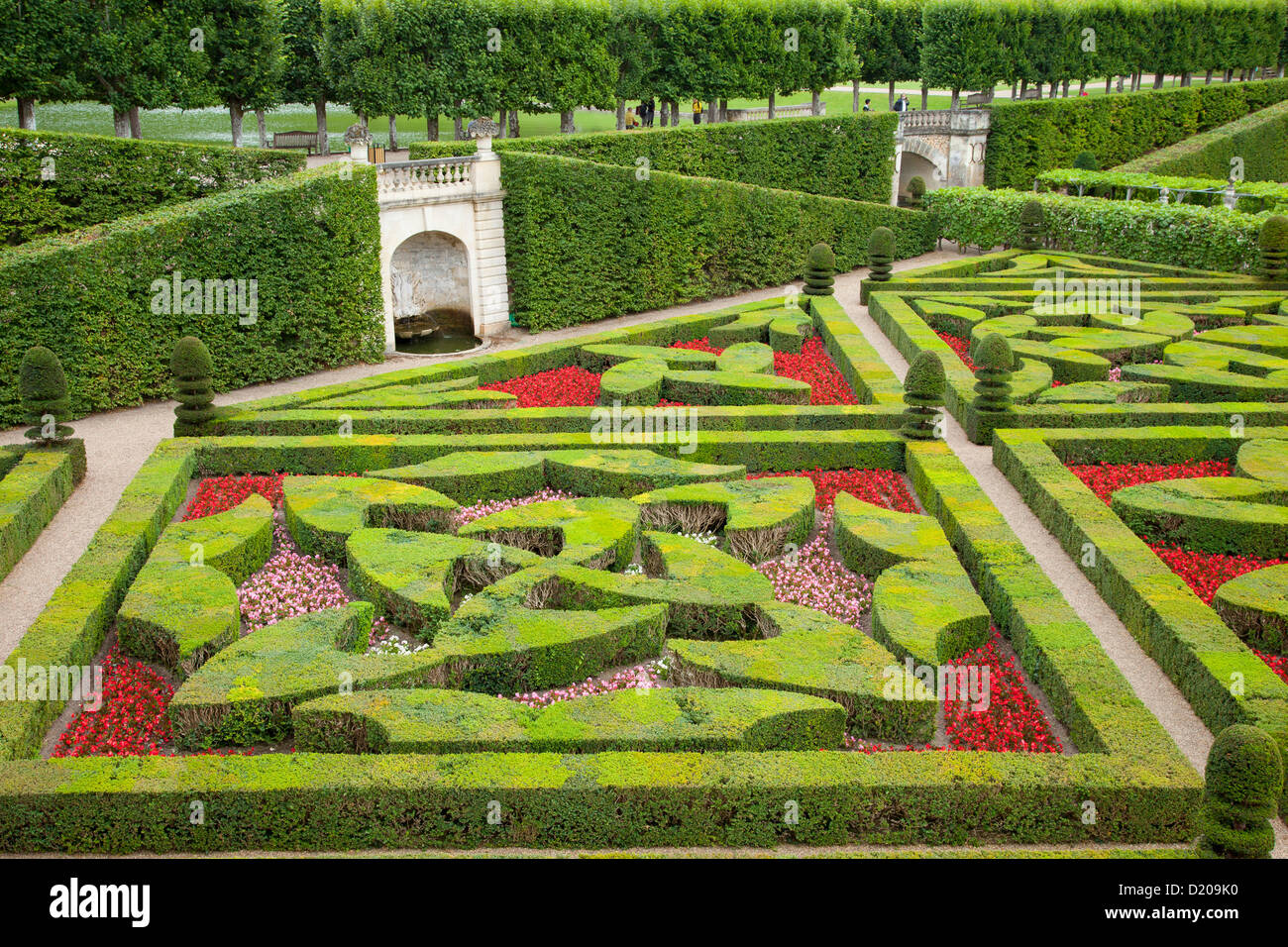 Formal gardens of Chateau Villandry near Tours, Loire Valley, Centre France Stock Photo