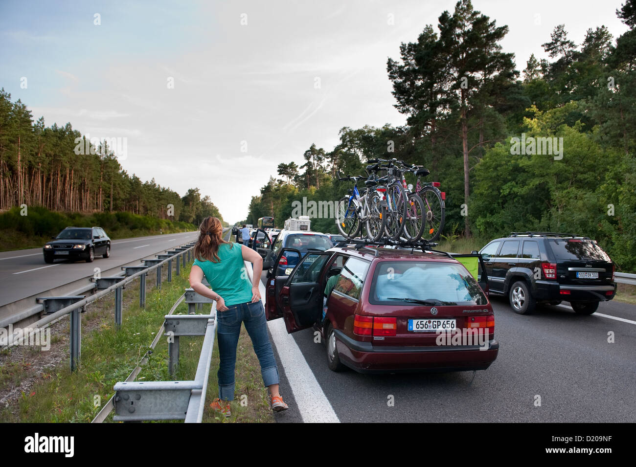 Pfingstberg, Germany, congestion on the A11 motorway between Berlin and ...