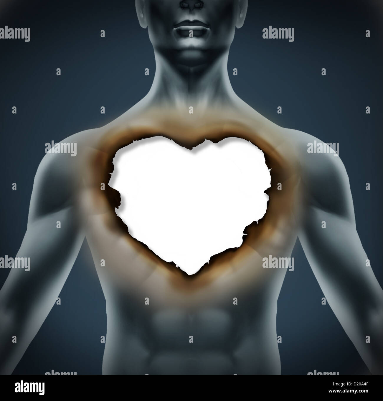 Emotional Grief And Depression As A Result Of A Broken Romantic Relationship As A Human Body With A Burnt Paper In The Shape Of Stock Photo Alamy