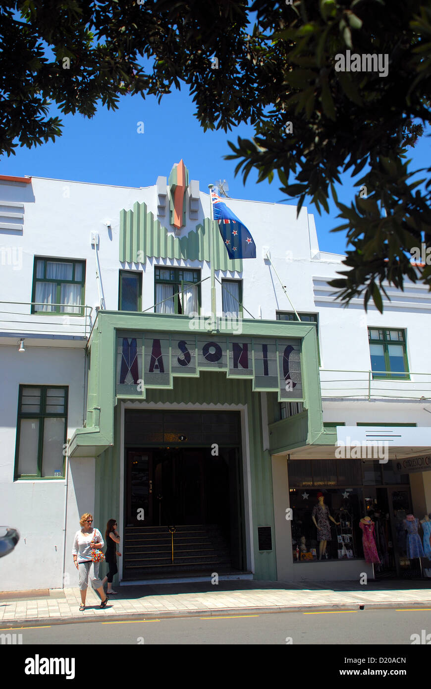 Entrance to the Masonic Hotel Napier New Zealand Stock Photo