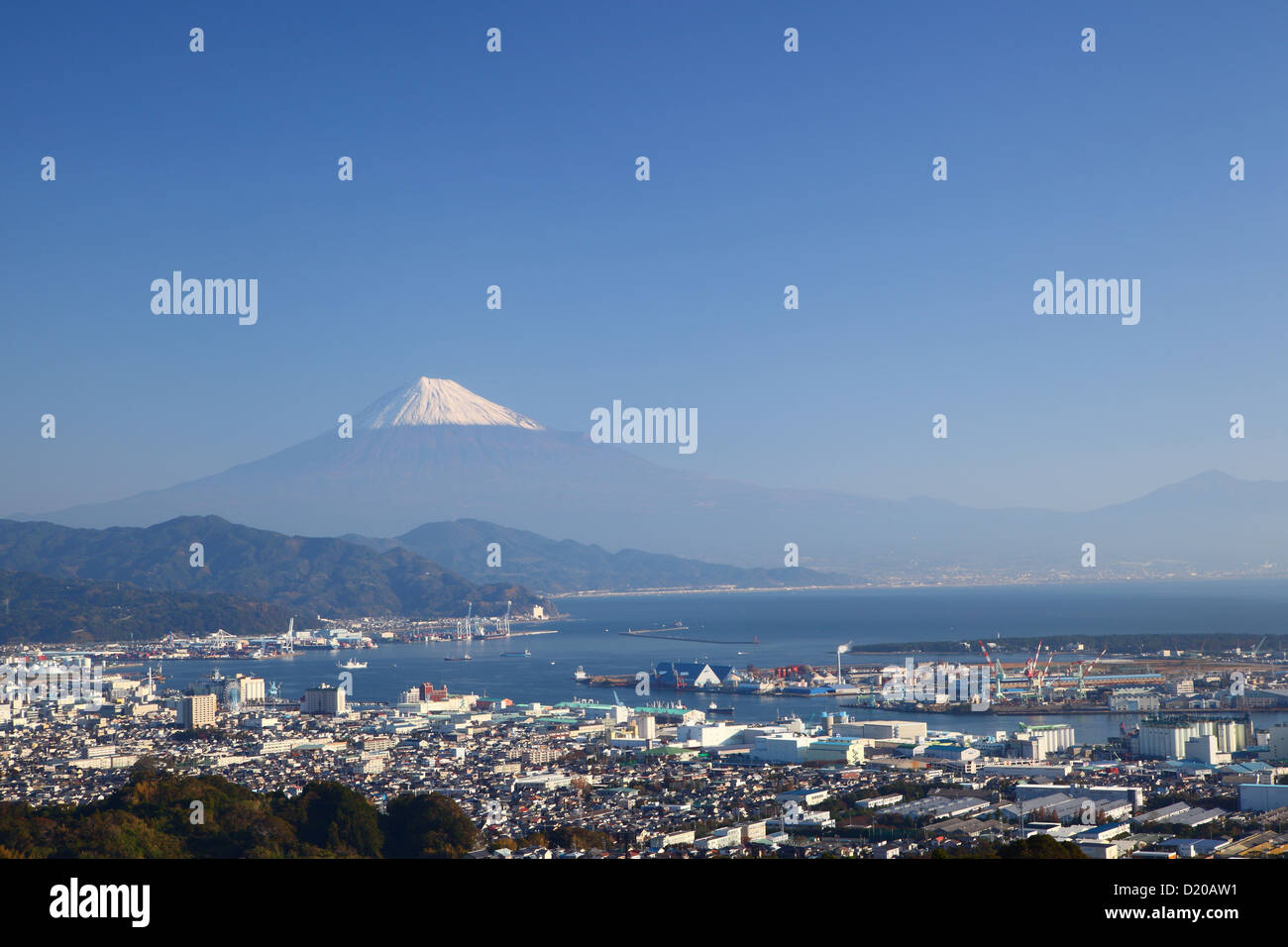 Mt. Fuji and Shimizu Port, Shizuoka, Japan Stock Photo