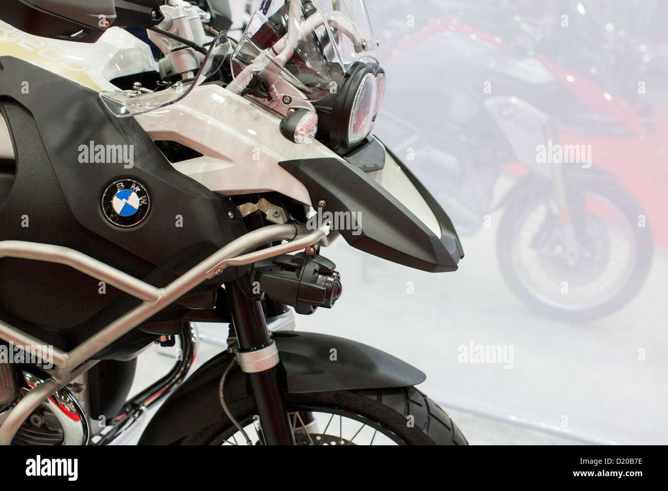 BMW motorcycles on display at the Washington Motorcycle Show. Stock Photo