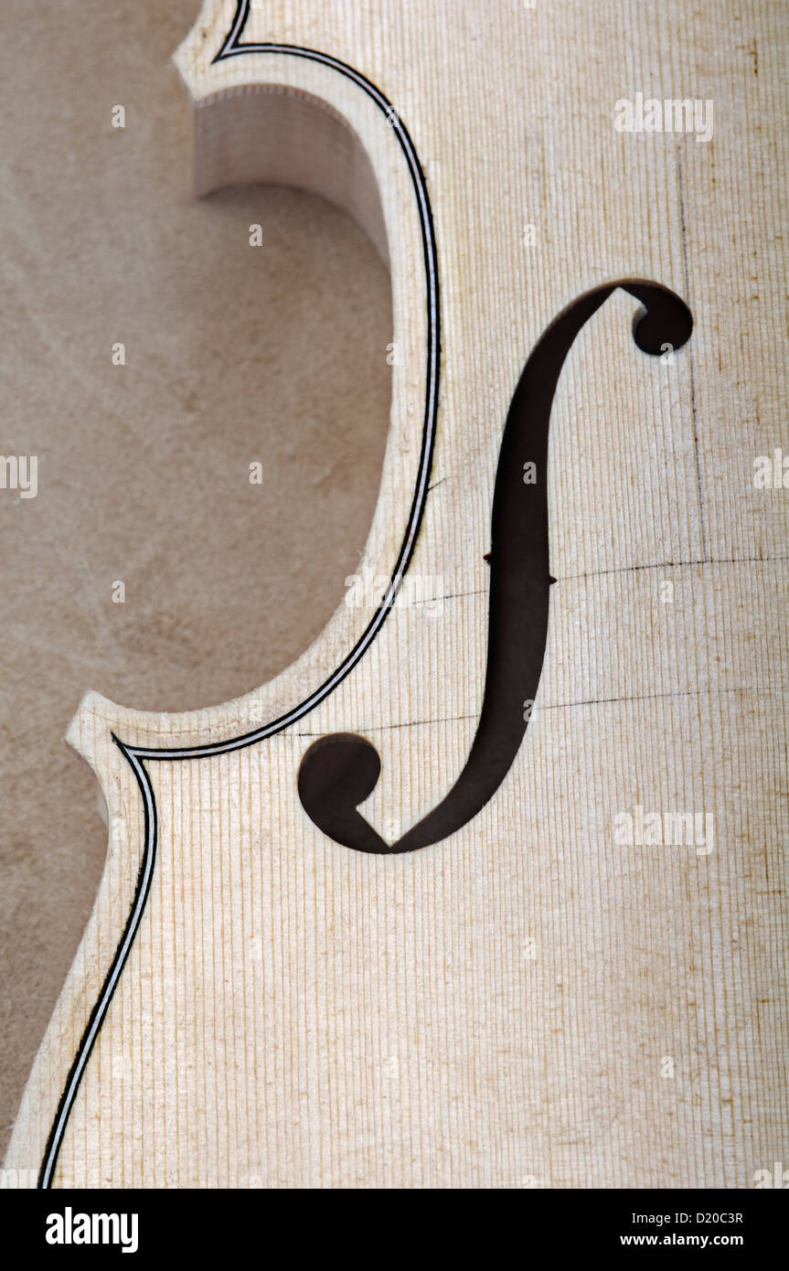 Italy, Lombardy, Cremona, Violin Maker Close up of Violin