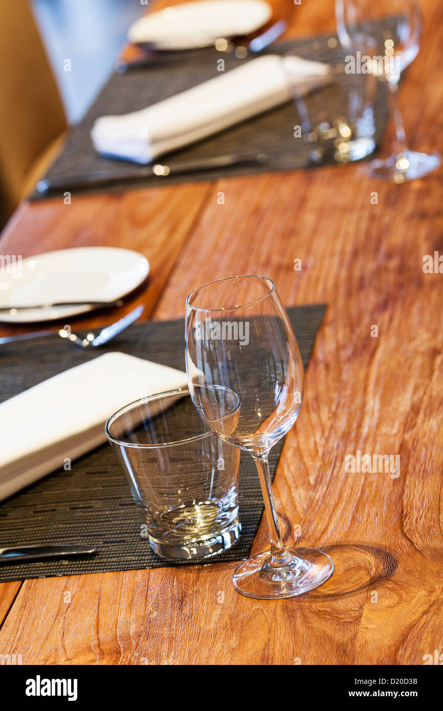 Served table. Vertical shot. Stock Photo