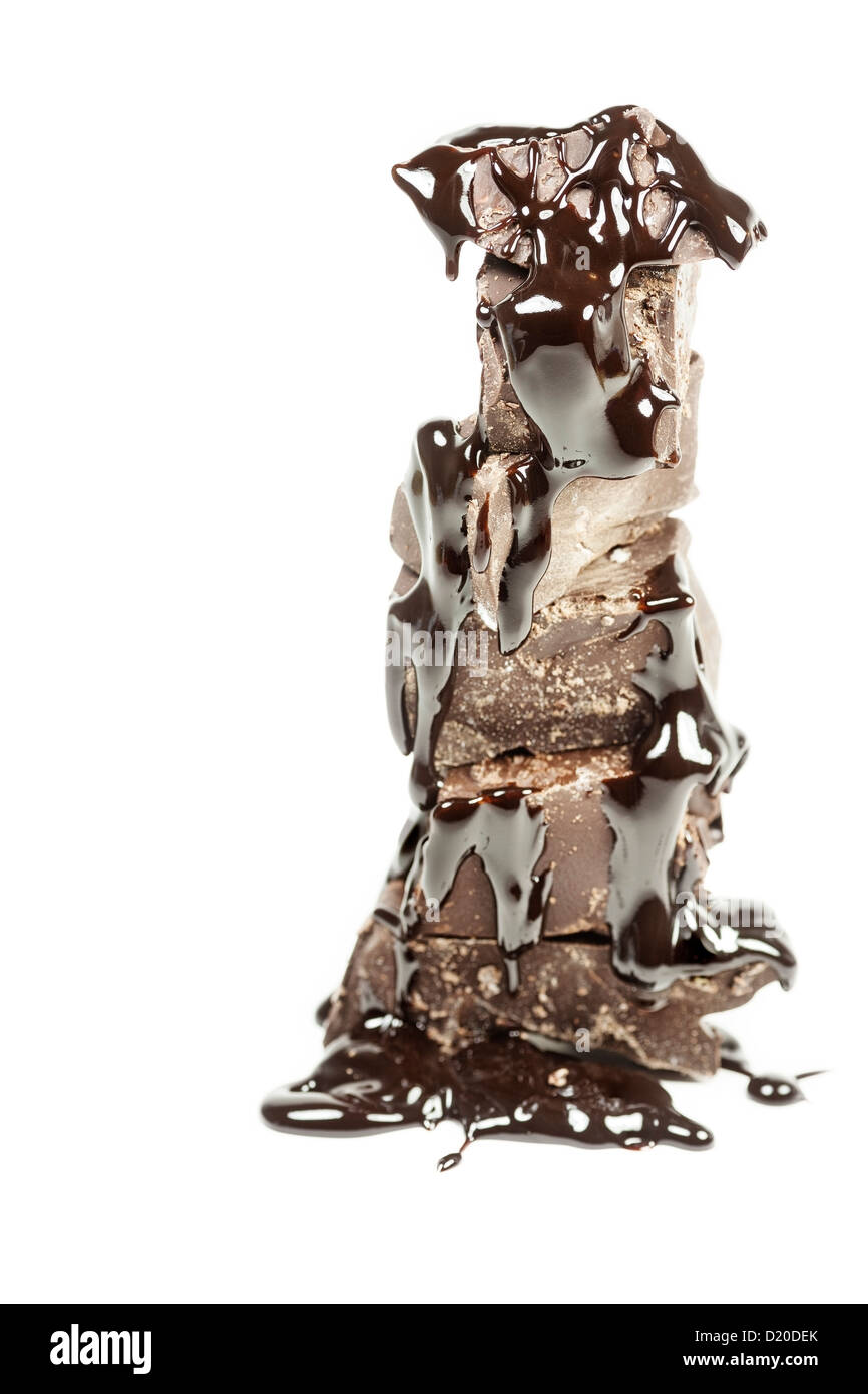 A stack of homemade dark chocolate Stock Photo - Alamy
