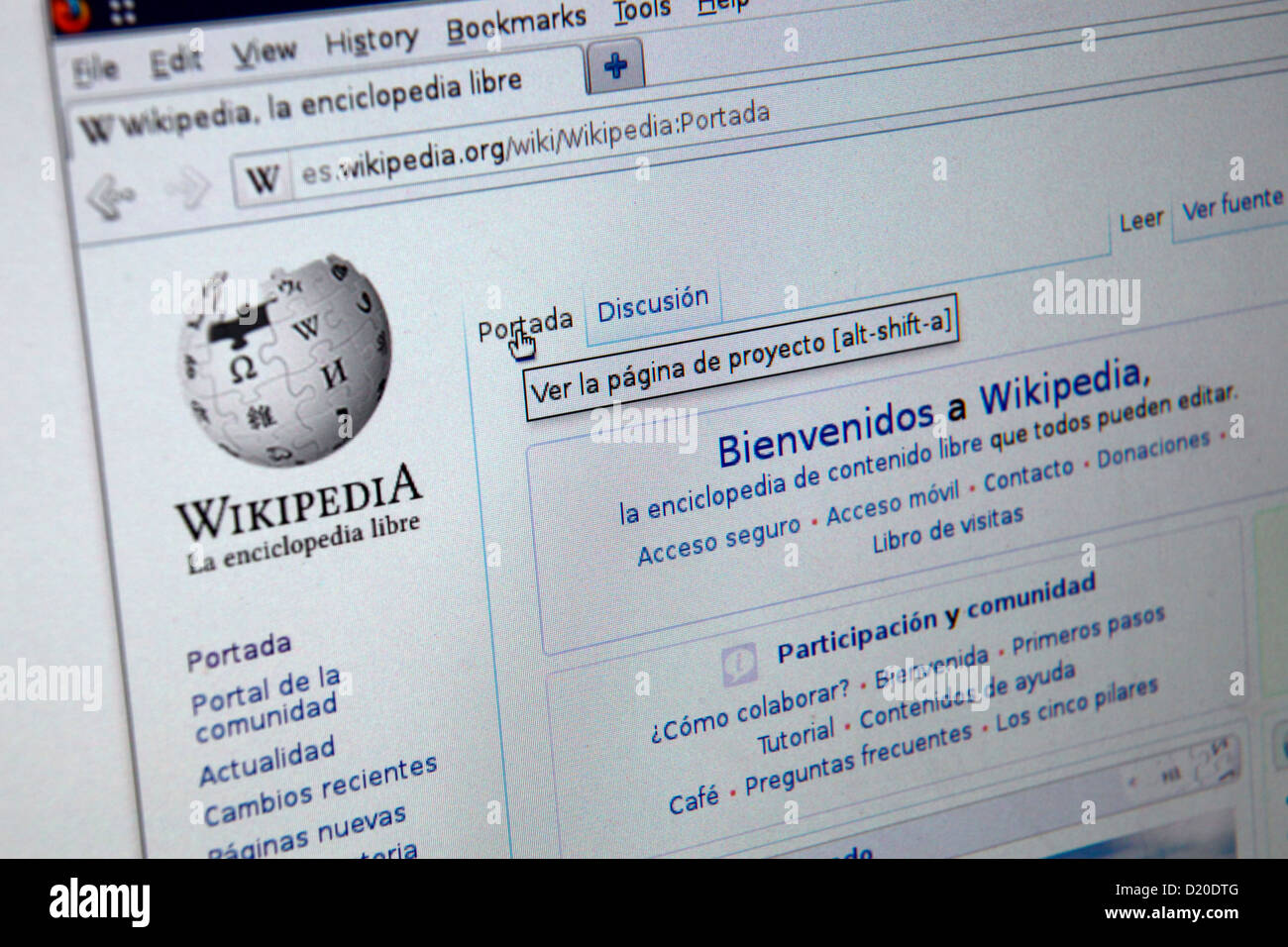 Wikipedia - Spanish Language site Stock Photo